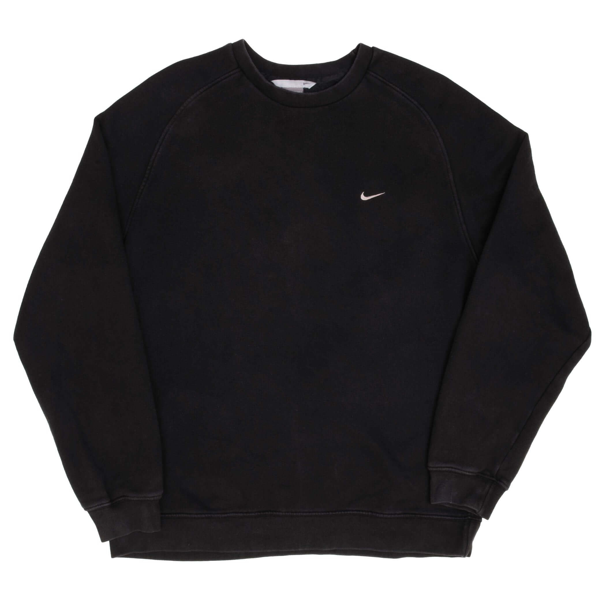 Vintage Nike Classic Swoosh Black Sweatshirt 2000S Size 2XL