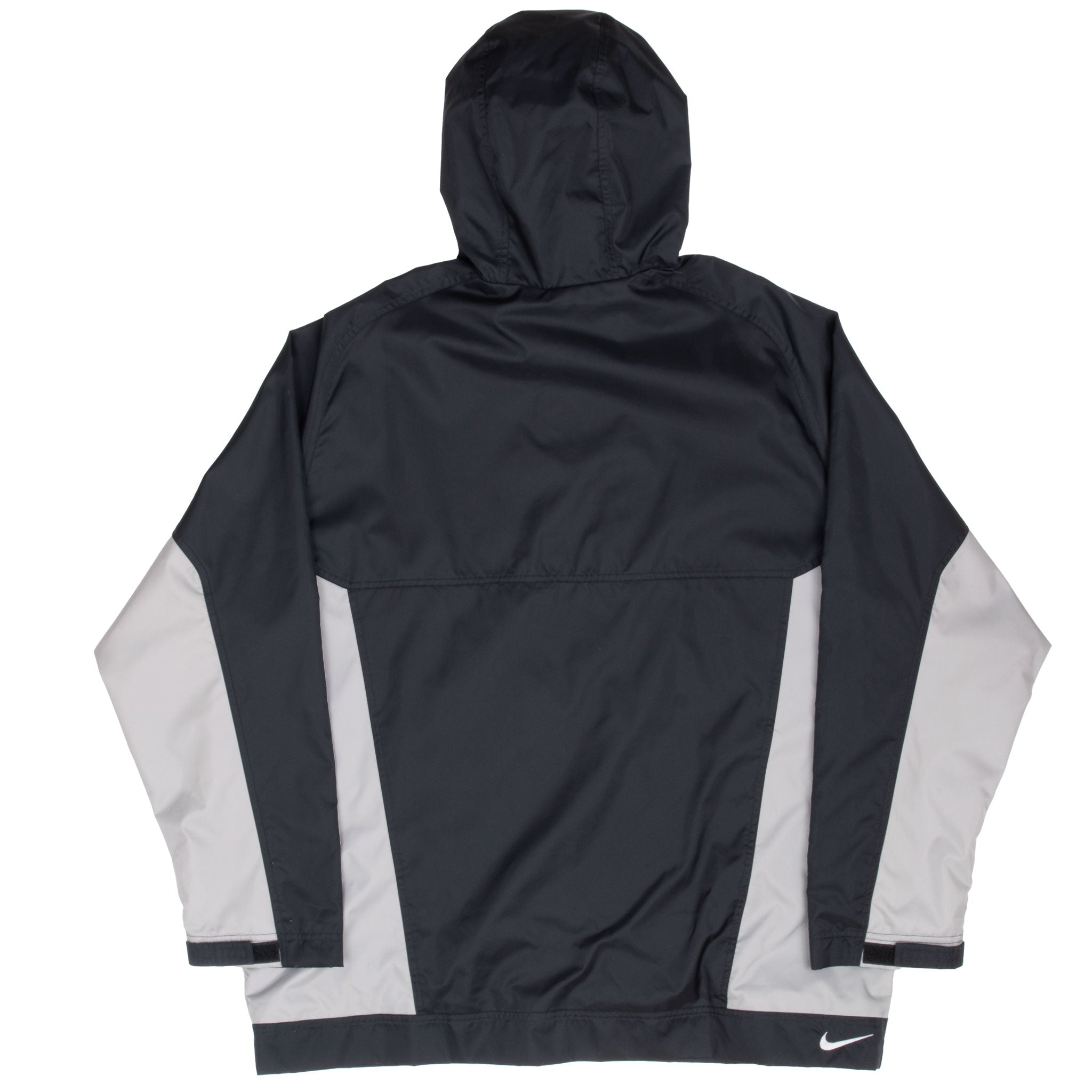 Vintage Nike Swoosh Black Grey Hooded Windbreaker Jacket 2000S Size Large