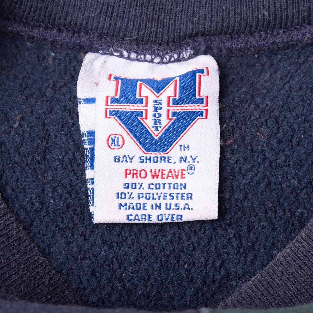 Pro Weave XL neck tag with cotton-polyester blend and Made in USA details