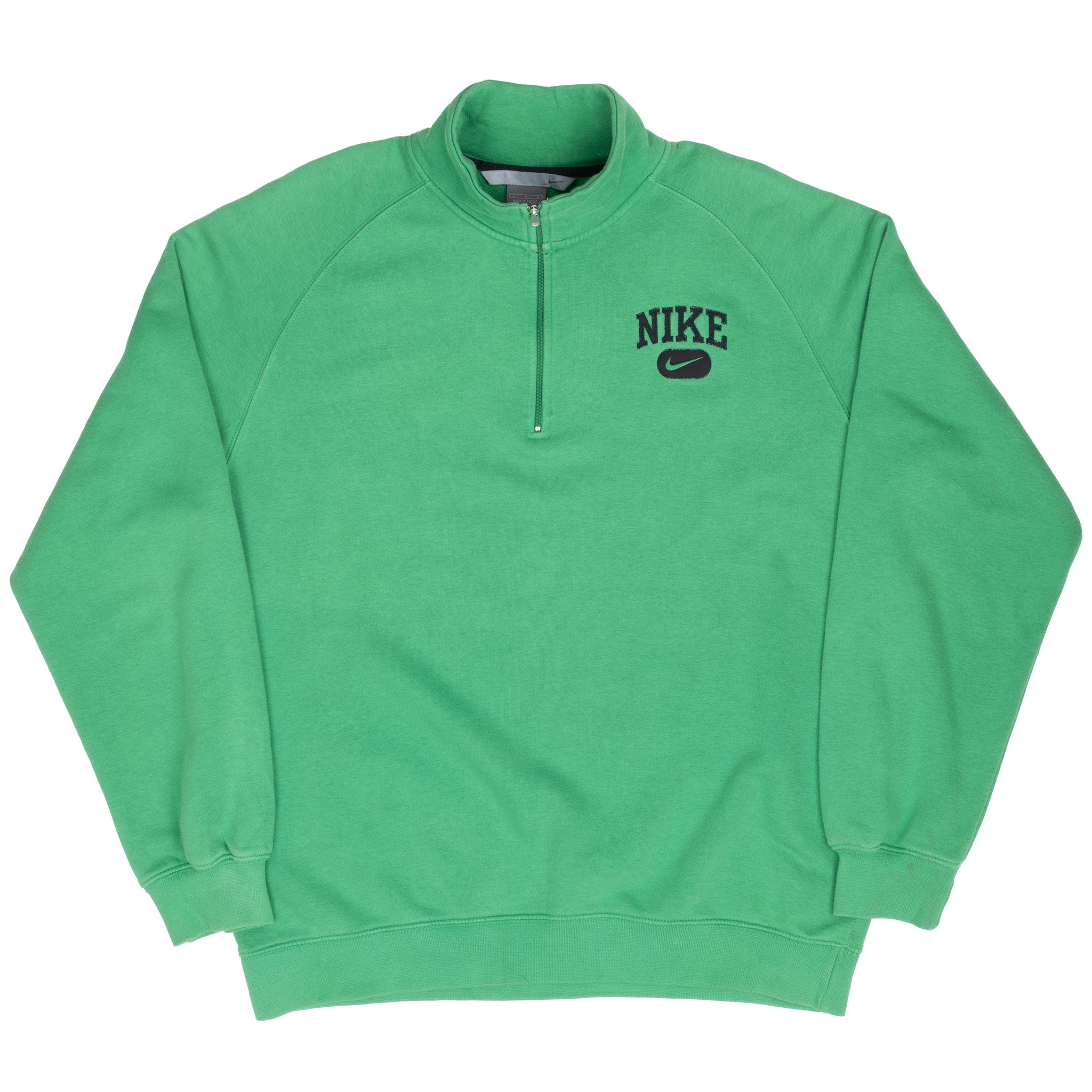 Vintage Nike Swoosh Spellout Quarter Zip Green Sweatshirt 2000S Size Large