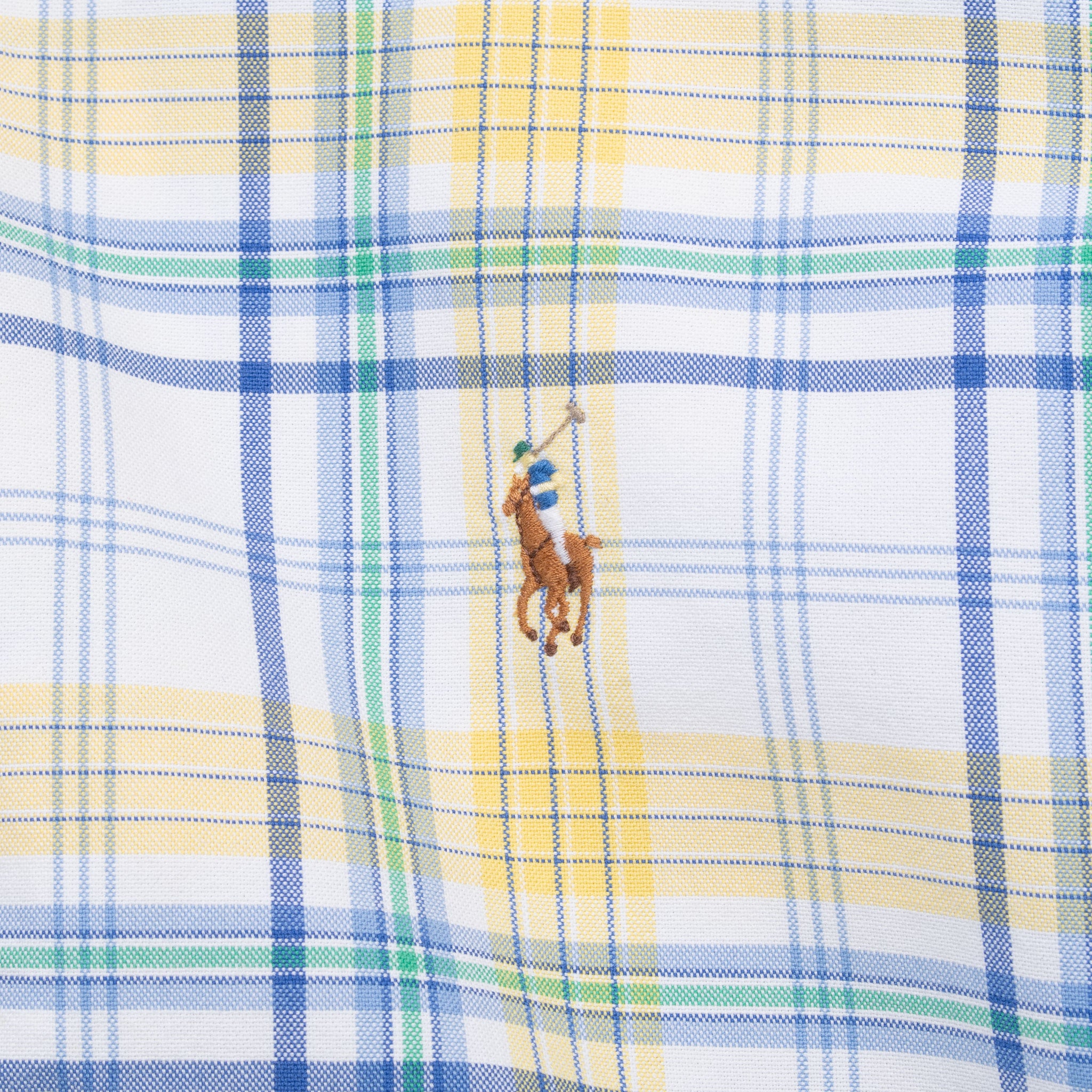 Vintage Ralph Lauren Yellow White Plaid Checker Shirt 1990S Size XL