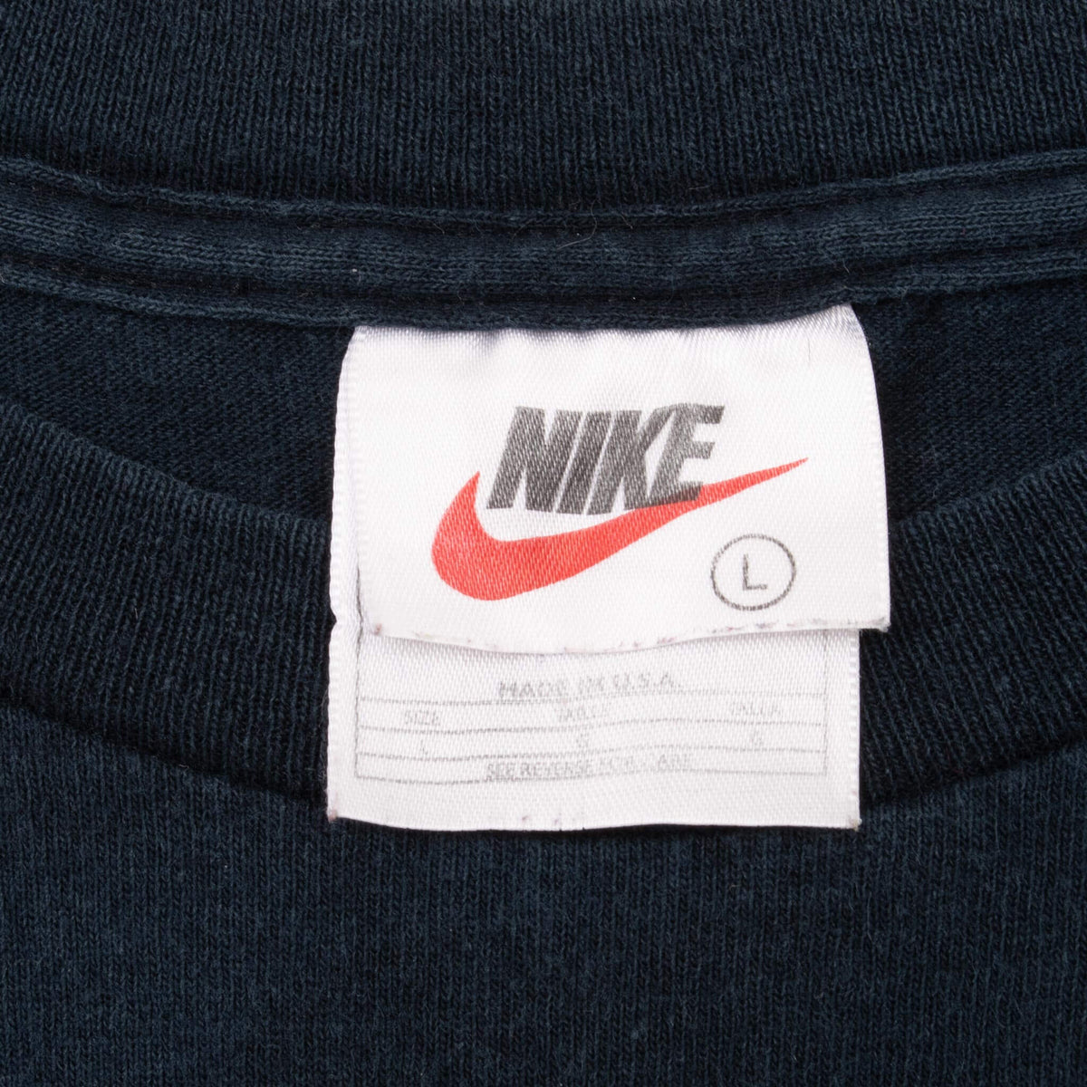 Vintage Nike Black Classic Swoosh Tee Shirt 1990S Size Large Made In Usa
