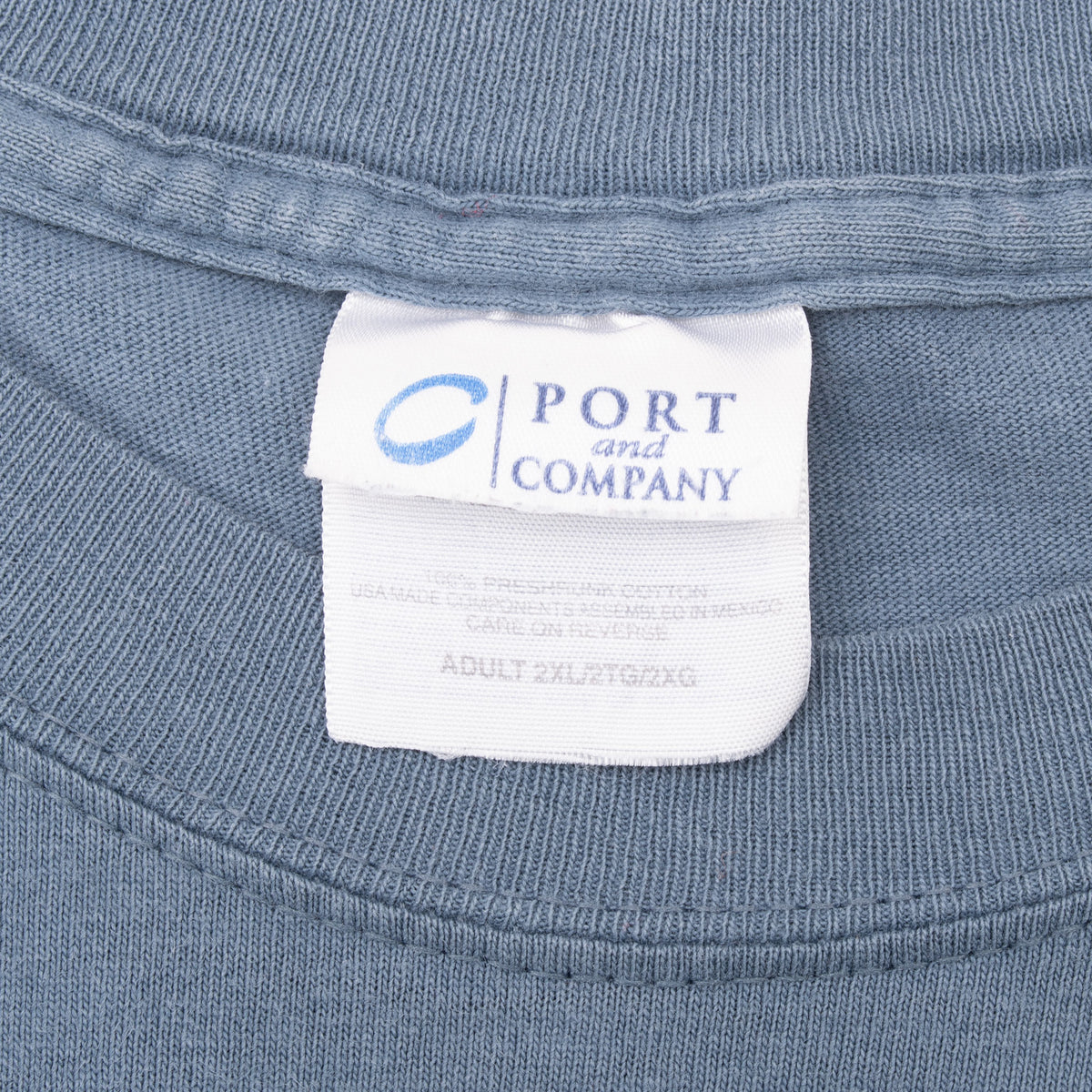 Port and Company neck label inside blue Microsoft Giving Campaign T-shirt