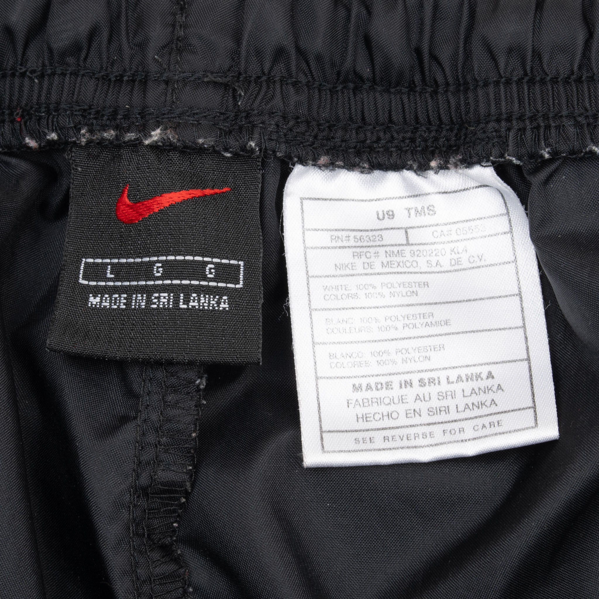 Vintage Nike Classic Swoosh Black Nylon Track Pants 1990S Size Large