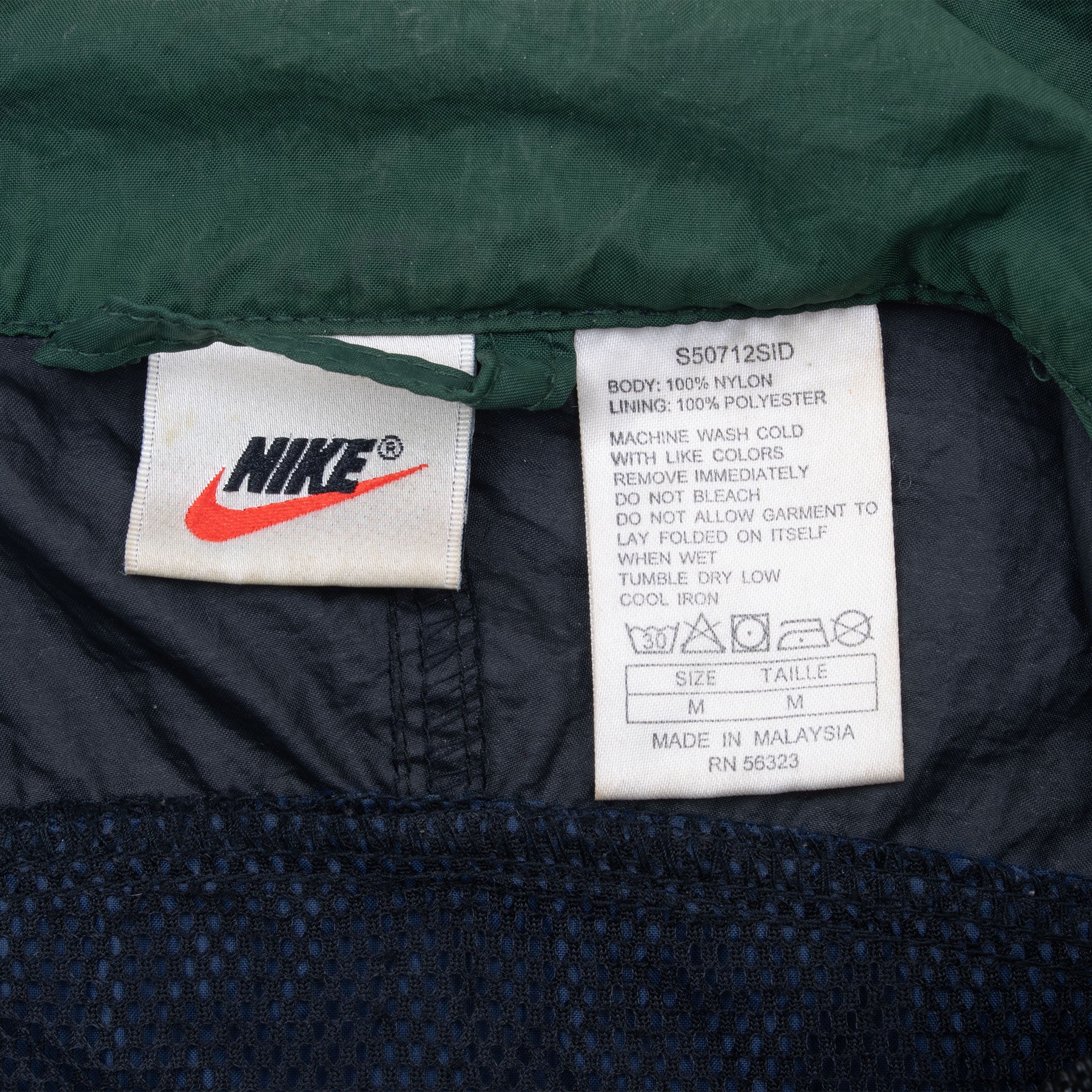 Vintage Nike Blue Black Green Big Swoosh Windbreaker Jacket 1990S Size Medium