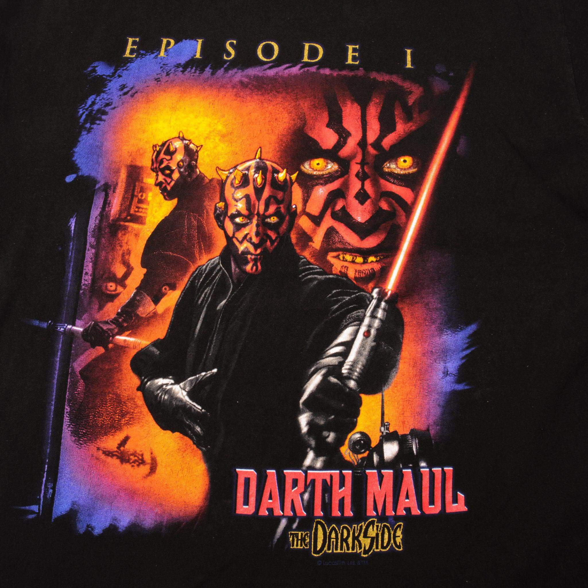 Vintage Star Wars Episode 1 The Phantom Menace Darth Maul The Darkside Lee Sport Tee Shirt 1990's Size Large.