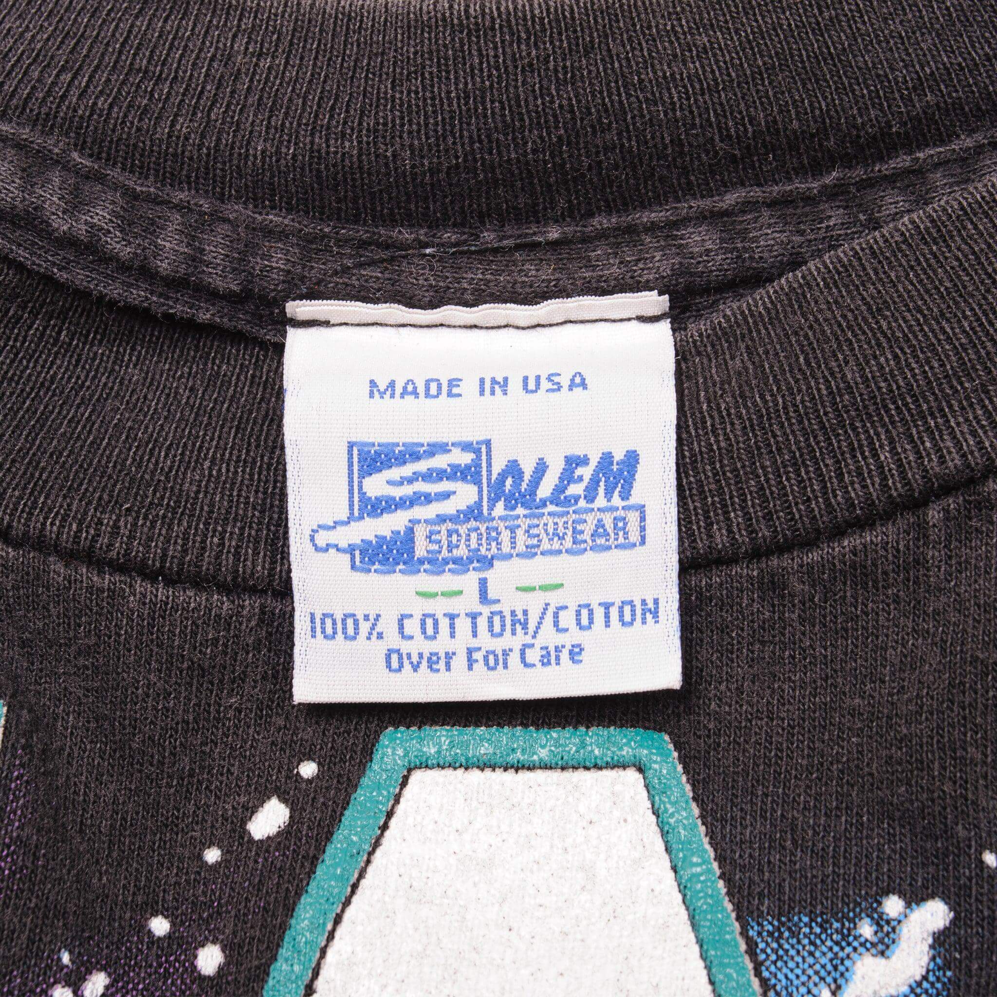 Vintage All Over Print NFL Miami Dolphins Salem Sportswear Tee Shirt 1993 Size L Made in USA With Single Stitch Sleeves.