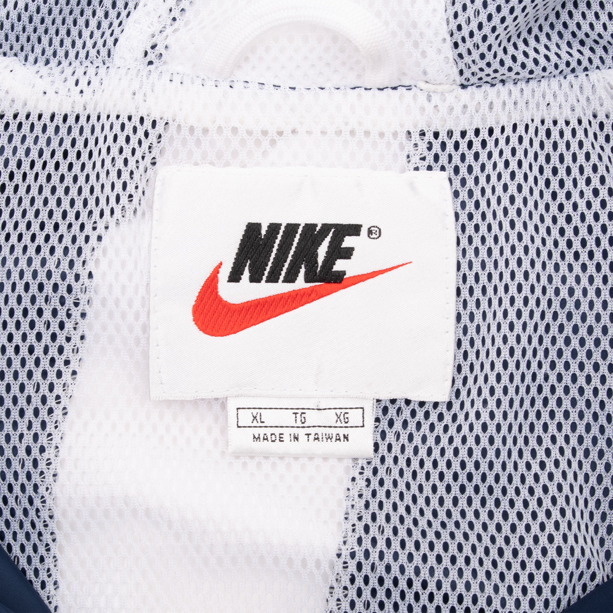 Vintage Nike Classic Swoosh Navy Blue Hooded Windbreaker Jacket 1990S Size XL