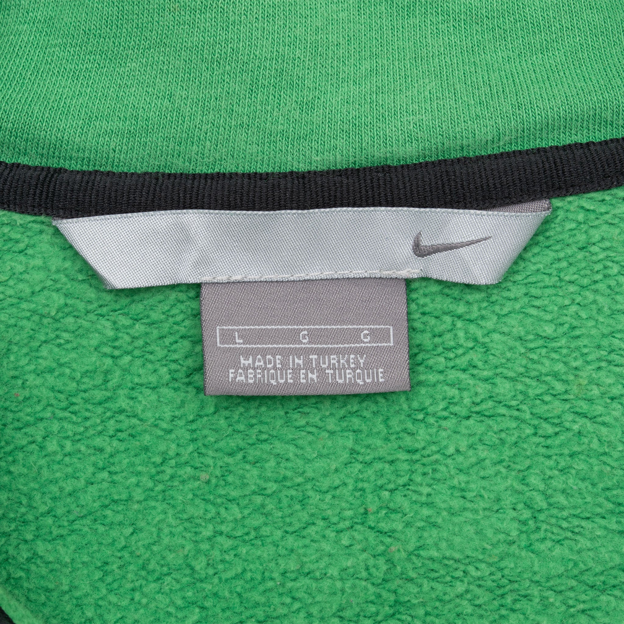 Vintage Nike Swoosh Spellout Quarter Zip Green Sweatshirt 2000S Size Large