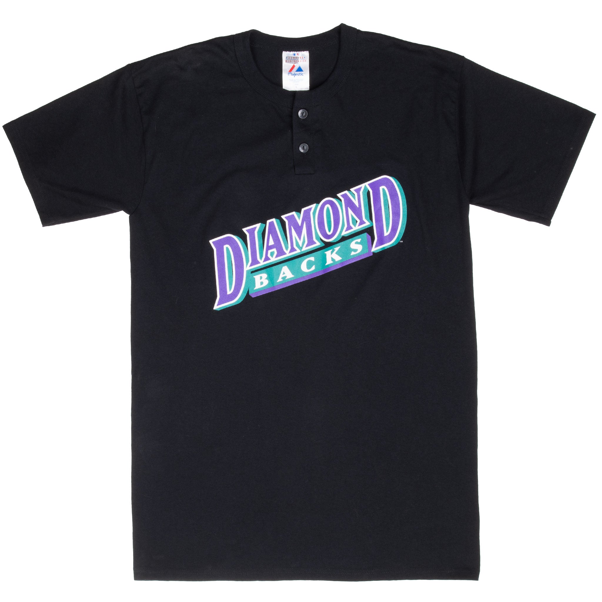 Vintage Mlb Arizona Diamondback Black Henley Tee Shirt 2000S Size XL
