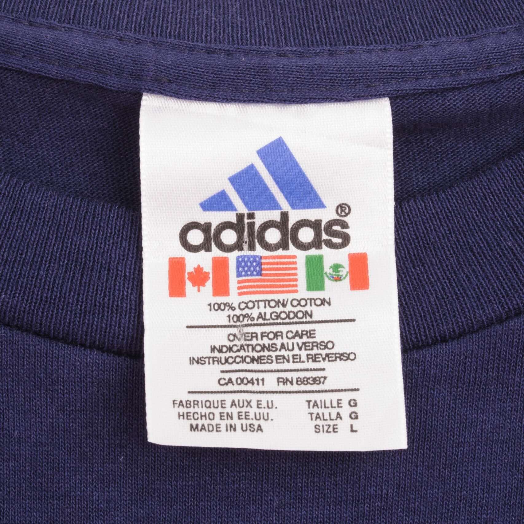 Vintage Adidas Spellout 1990S Tee Shirt Size Large Made In Usa