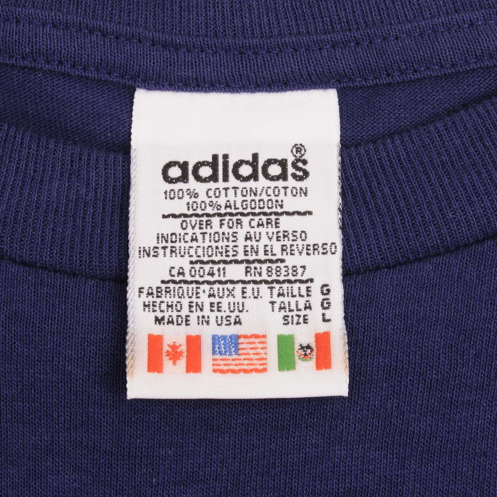 Vintage Adidas Spellout 1990S Tee Shirt Size Large Made In Usa