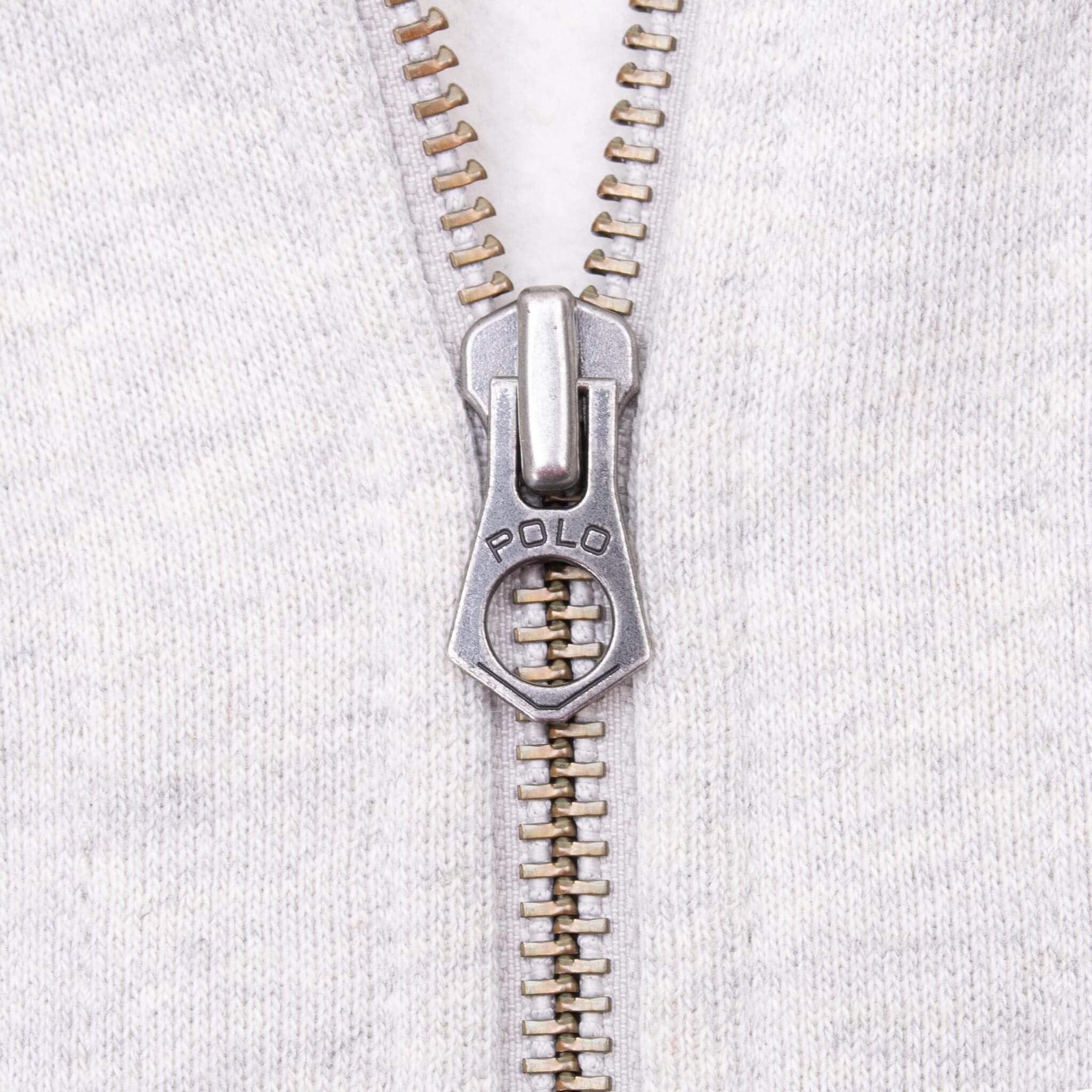 Vintage Ralph Lauren Full Zip Classic Grey Hoodie Sweatshirt 1990S Size Medium