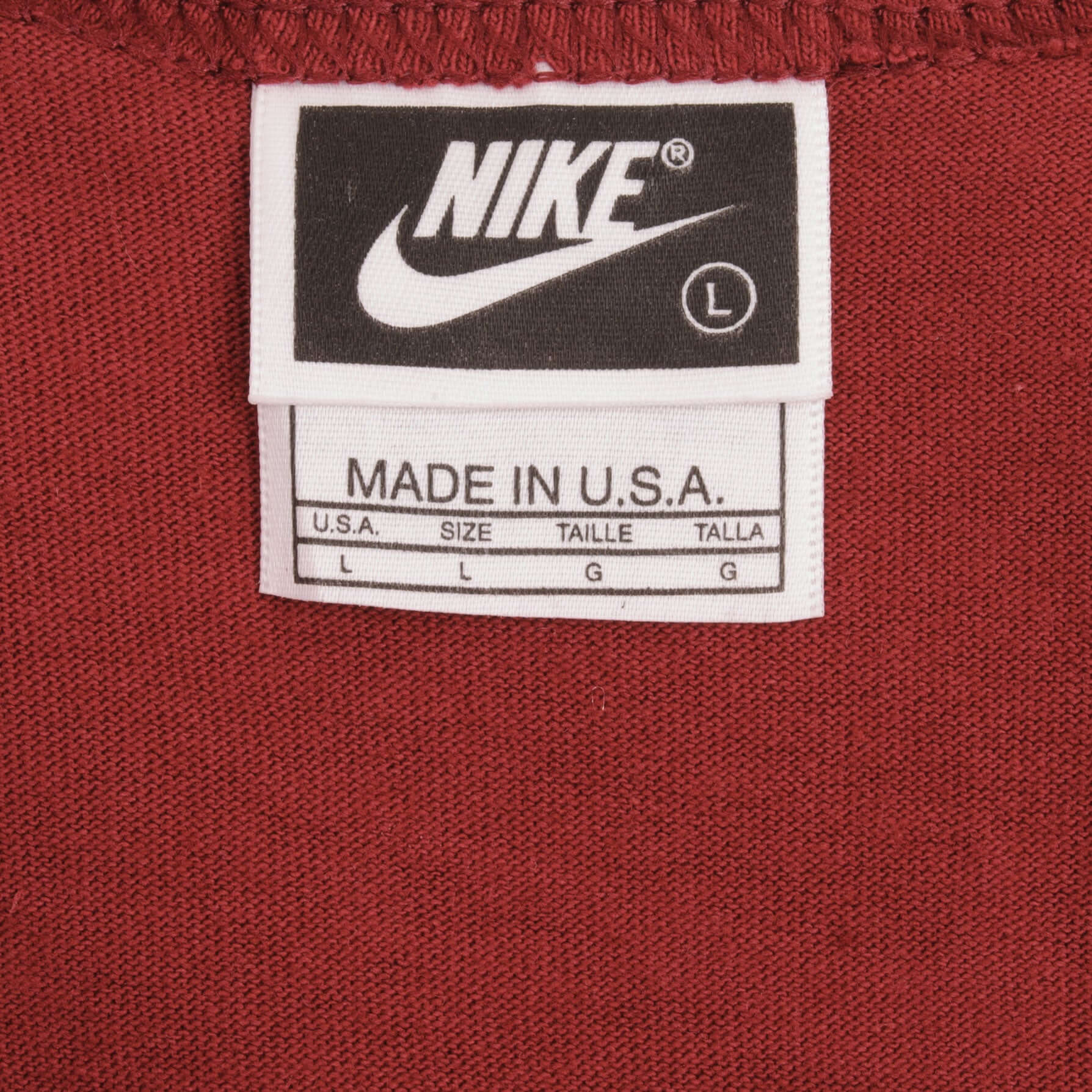 Vintage Nike Big Swoosh Red Tank Top Tee Shirt 1990S Size Large Made In Usa