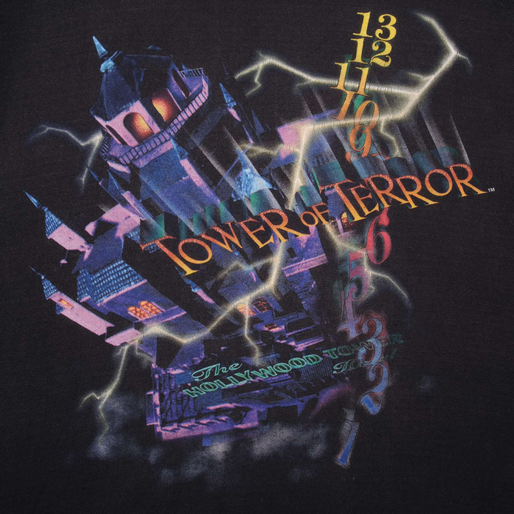 Vintage Walt Disney World The Hollywood Tower Of Terror Mickey Inc Tee Shirt Size Medium Made In USA