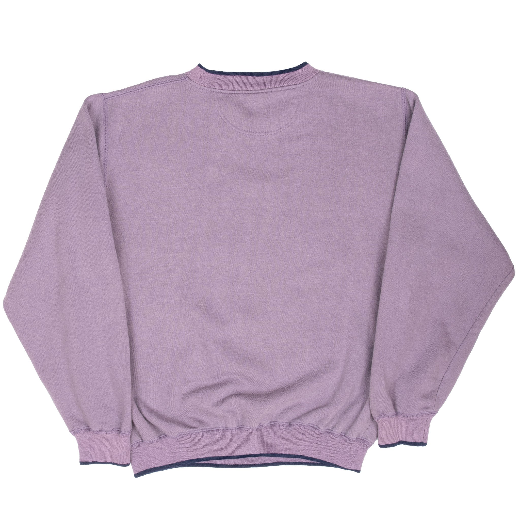 Back of plain purple Looney Tunes sweatshirt with navy trim