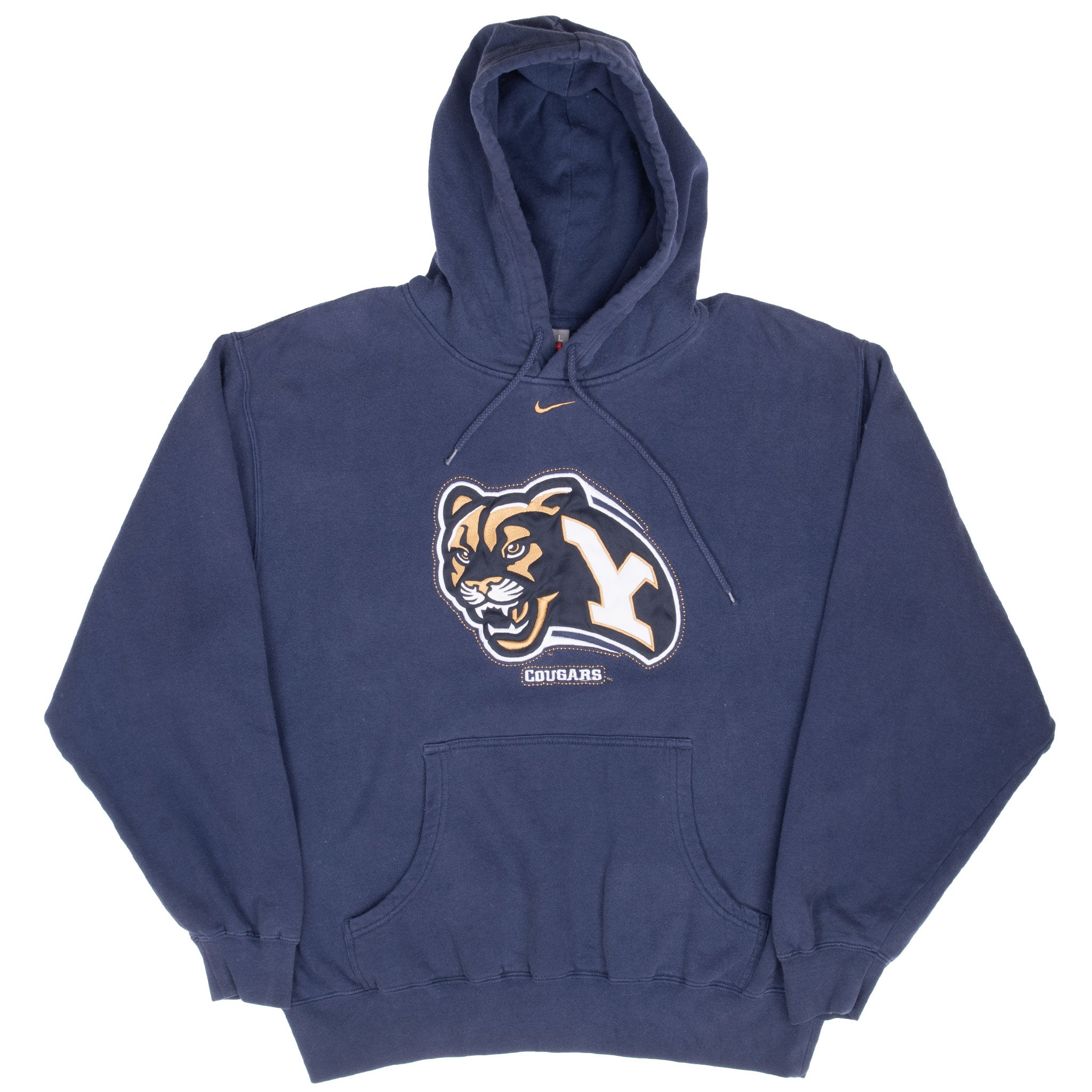 Vintage Nike Ncaa Byu Brigham Young Blue Hoodie Sweatshirt 2000S Size Large