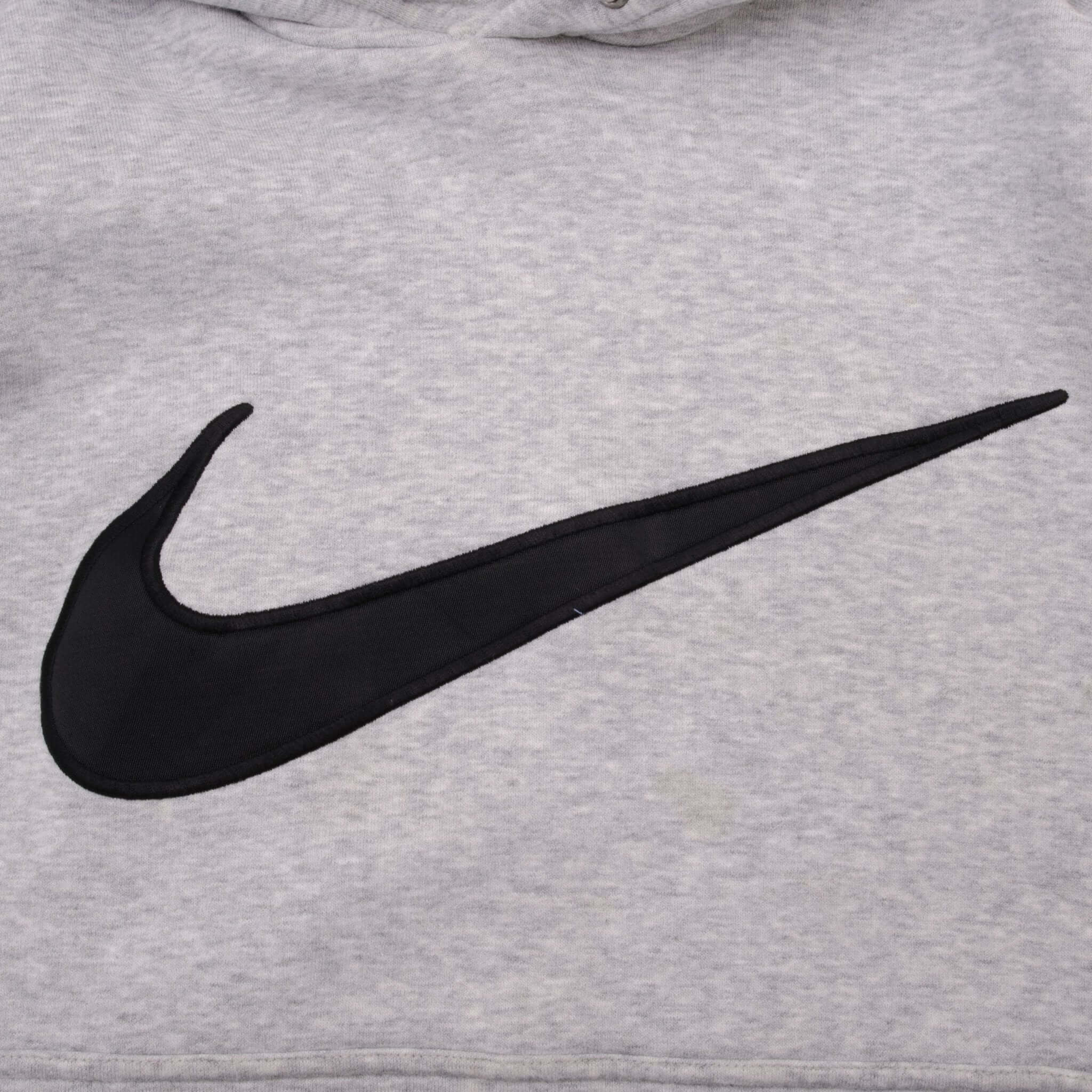 Vintage Gray Nike Big Swoosh Hoodie 2000S Size Medium