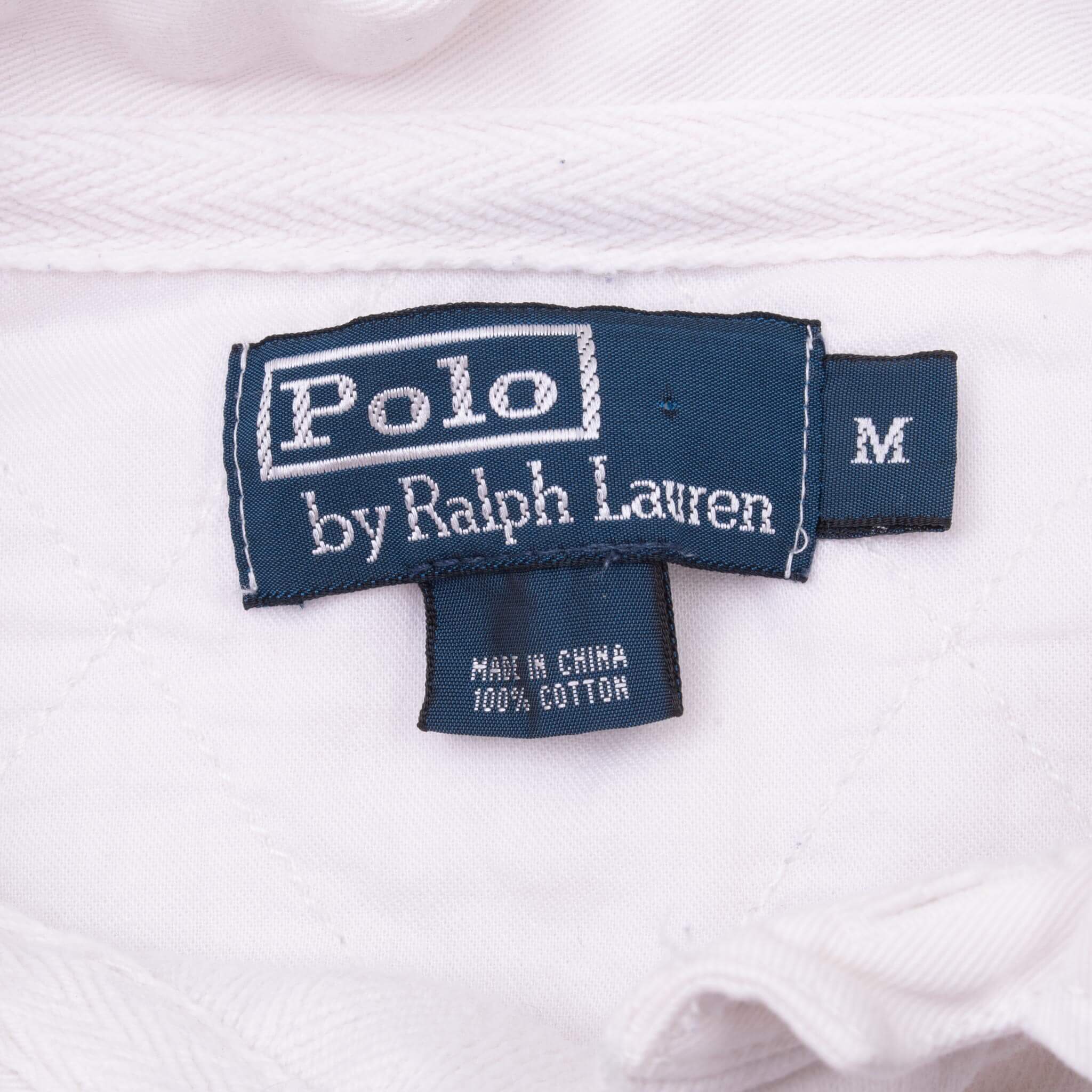 Vintage Ralph Lauren Madison Ave New York White Rugby Polo Shirt 1990S Size Medium