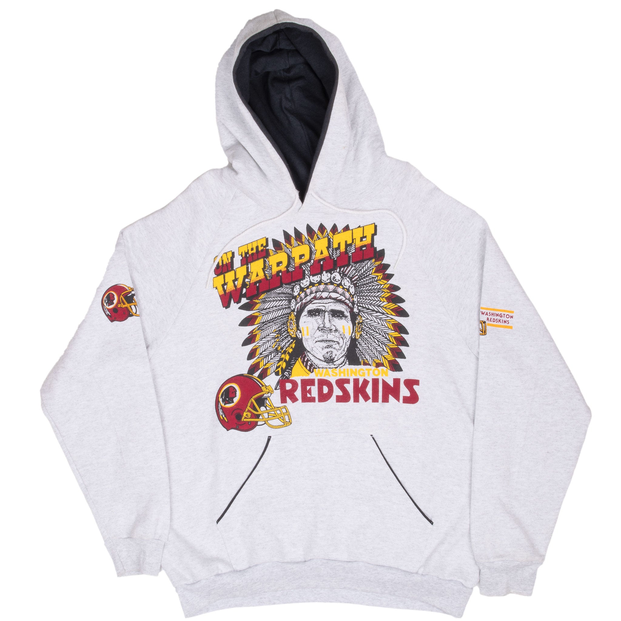 Vintage Nfl Washington Redskins Grey Hoodie Sweatshirt 1990S Size XL Made In Usa