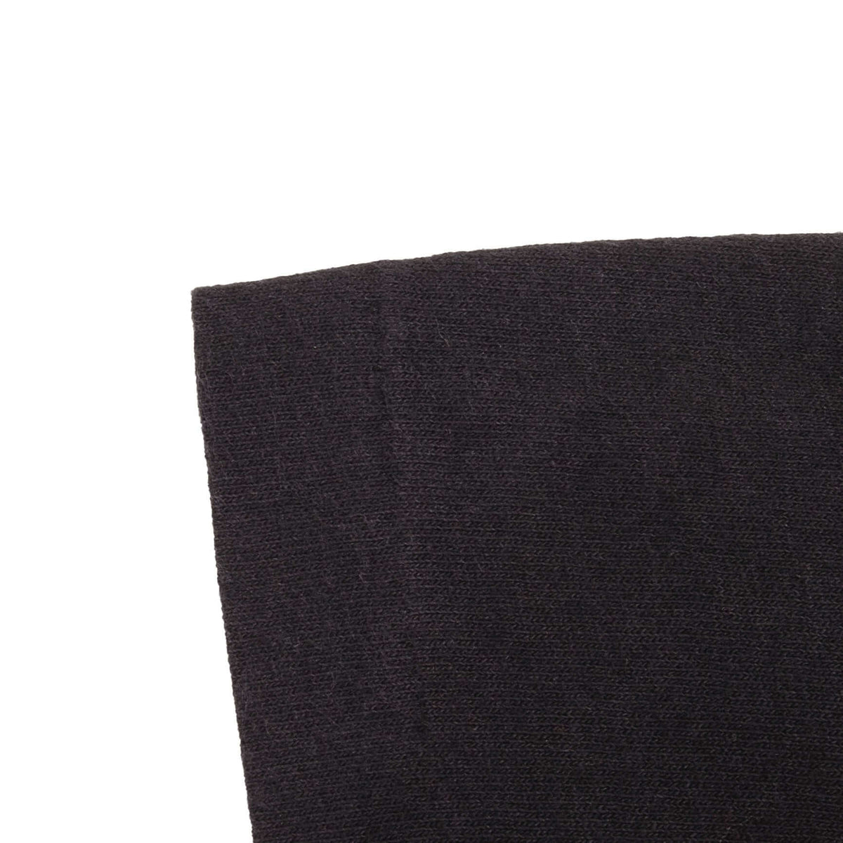Close-up of black T-shirt sleeve hem and stitching