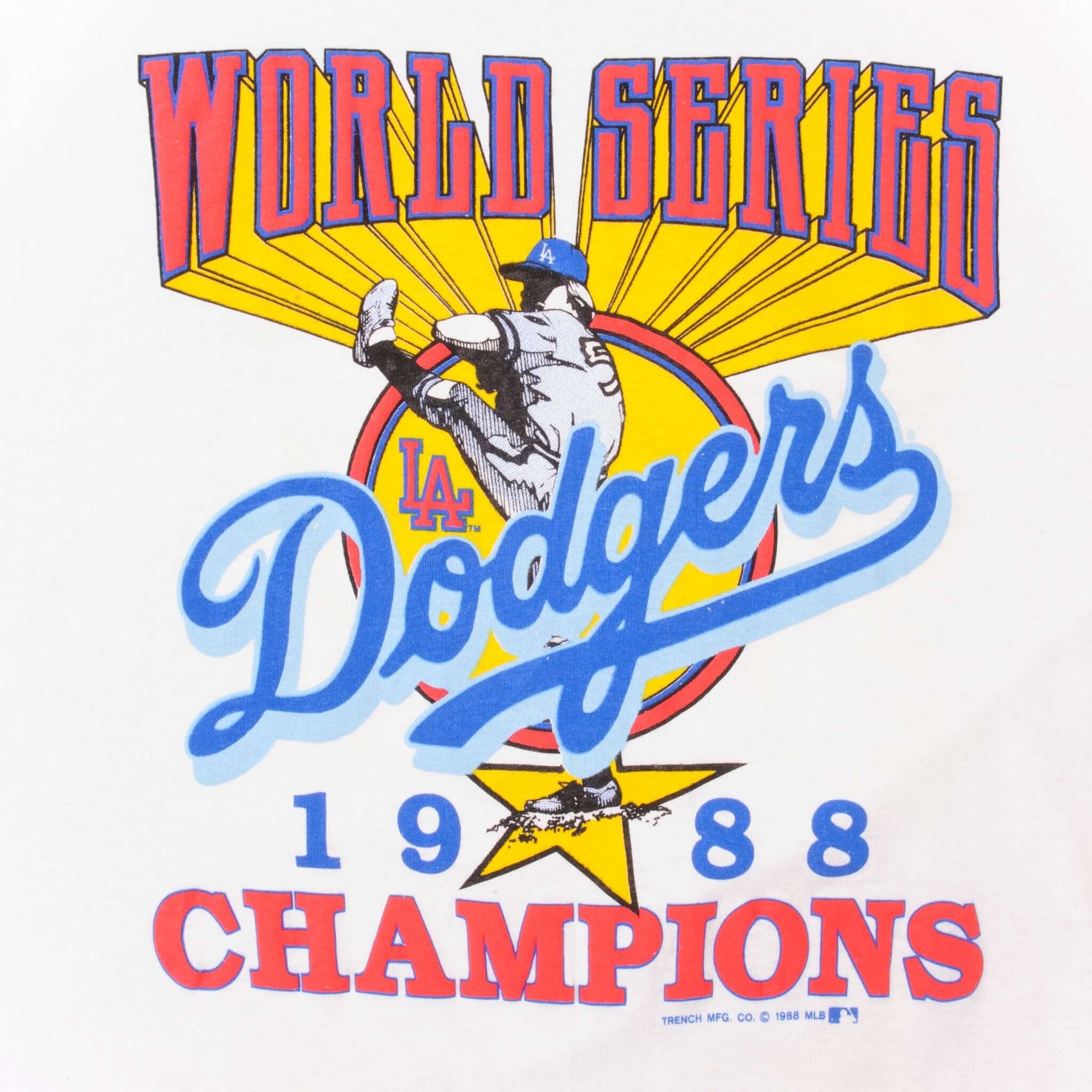 Vintage MLB Los Angeles Dodgers World Series Champions 1988 Tee Shirt Size XL Made In USA With Single Stitch Sleeves