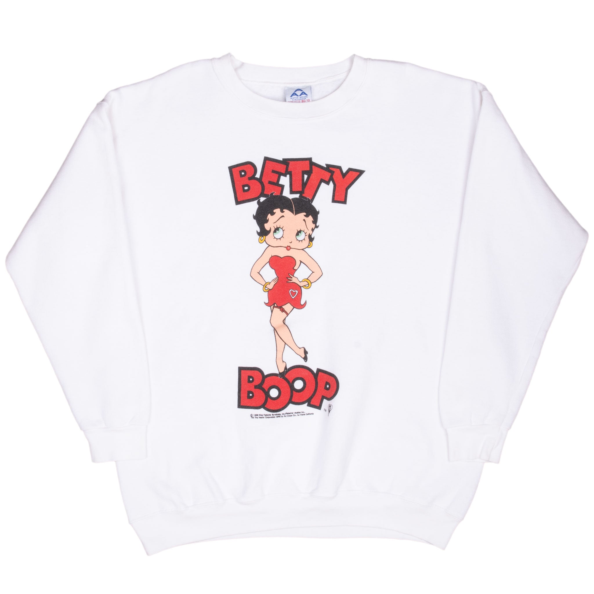 Vintage Betty Boop White Sweatshirt 1996 Size Large Made In Usa