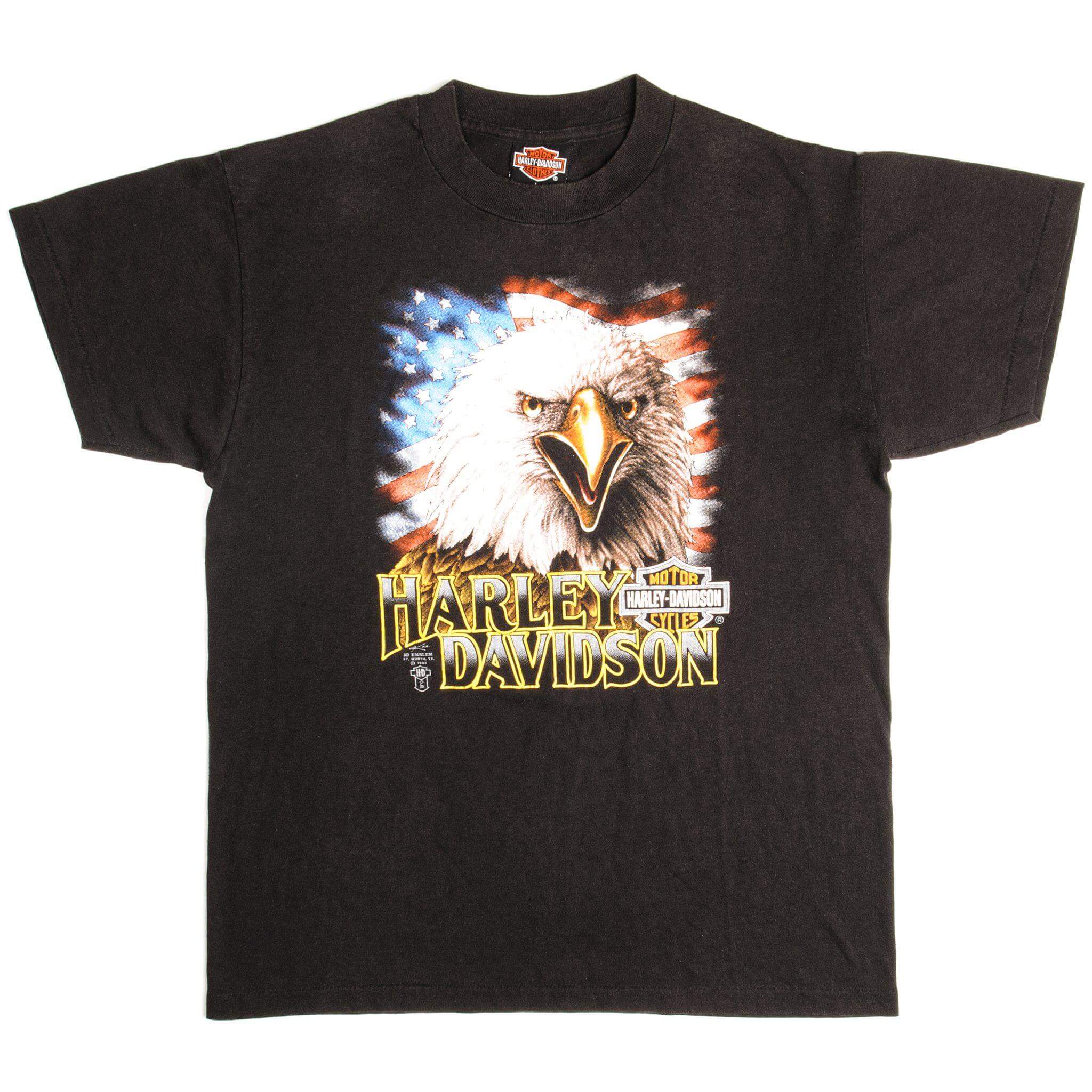 Vintage 3D Emblem Harley Davidson Tee Shirt 1988 Size Medium Made In USA With Single Stitch Sleeves.