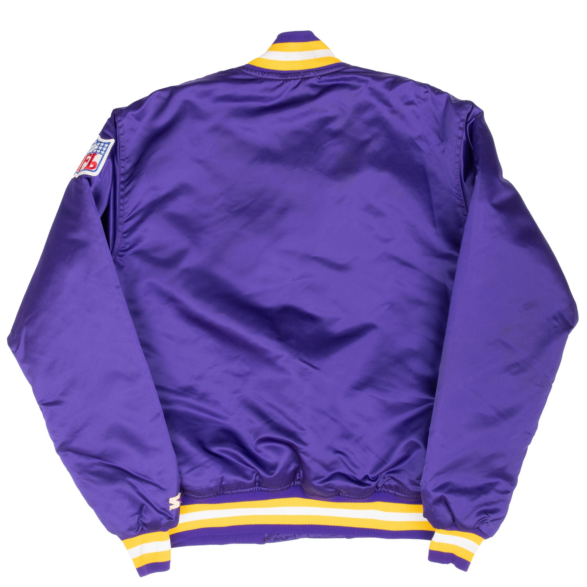 Vintage Nfl Minnesota Vikings Satin Starter Bomber Jacket 1990S Size Large Made In Usa