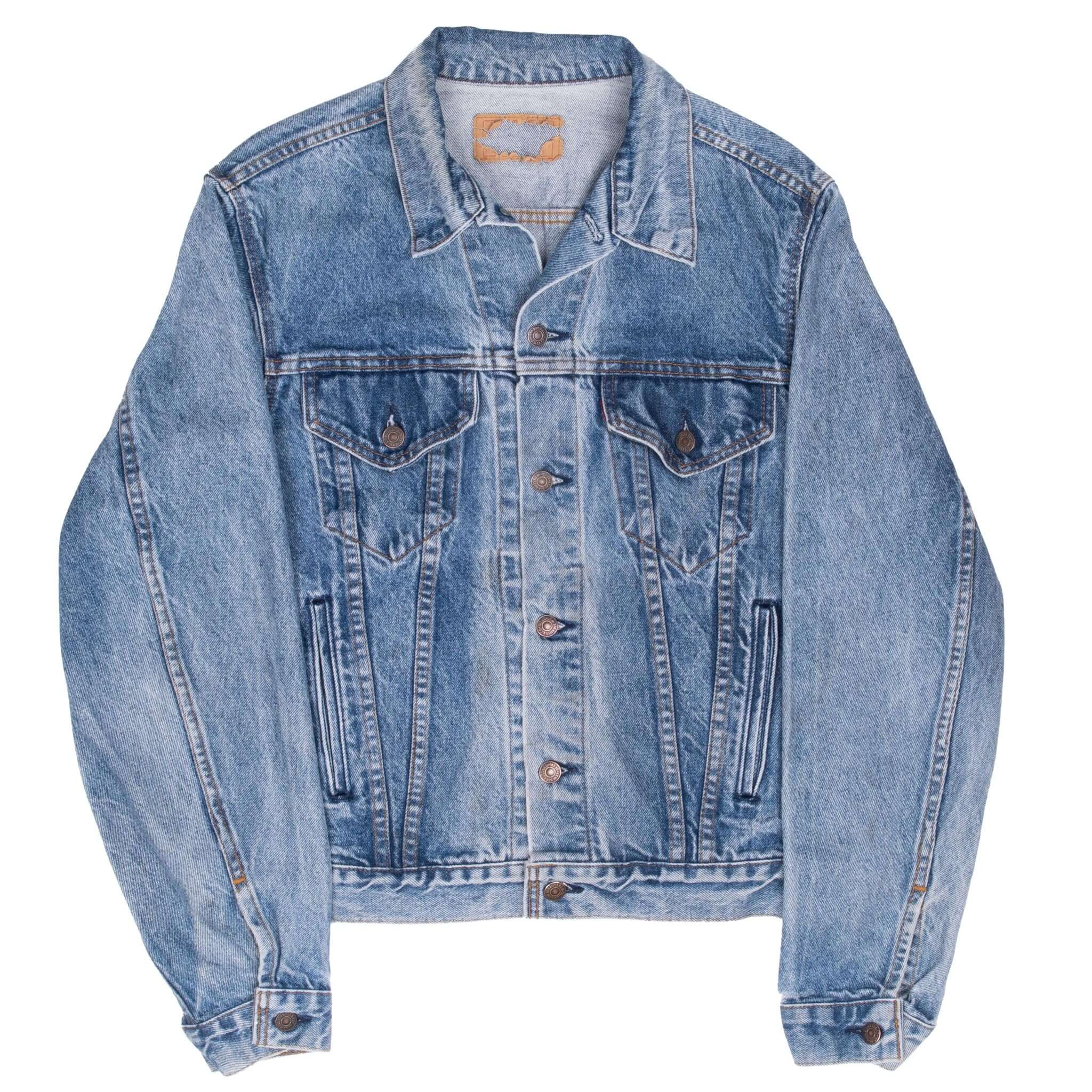 Vintage Levis Type 3 Denim Jacket 4 Pockets 1980S Size 46L Made In Usa With A Medium Light Wash