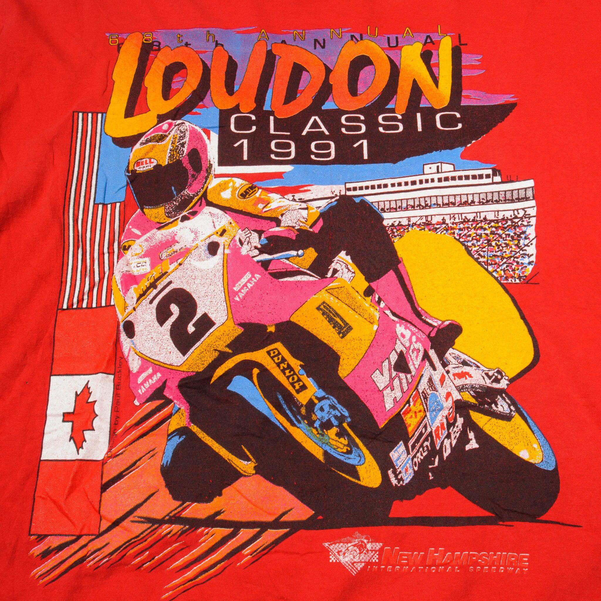 VINTAGE 68TH LOUDON CLASSIC MOTORCYCLE RACING TEE SHIRT 1991 2XL MADE USA