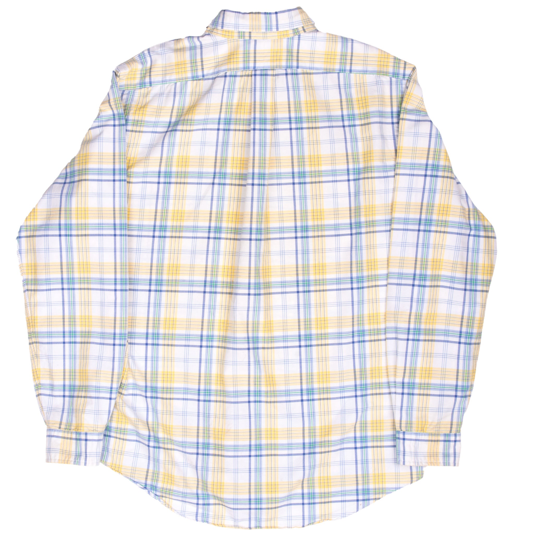 Vintage Ralph Lauren Yellow White Plaid Checker Shirt 1990S Size XL