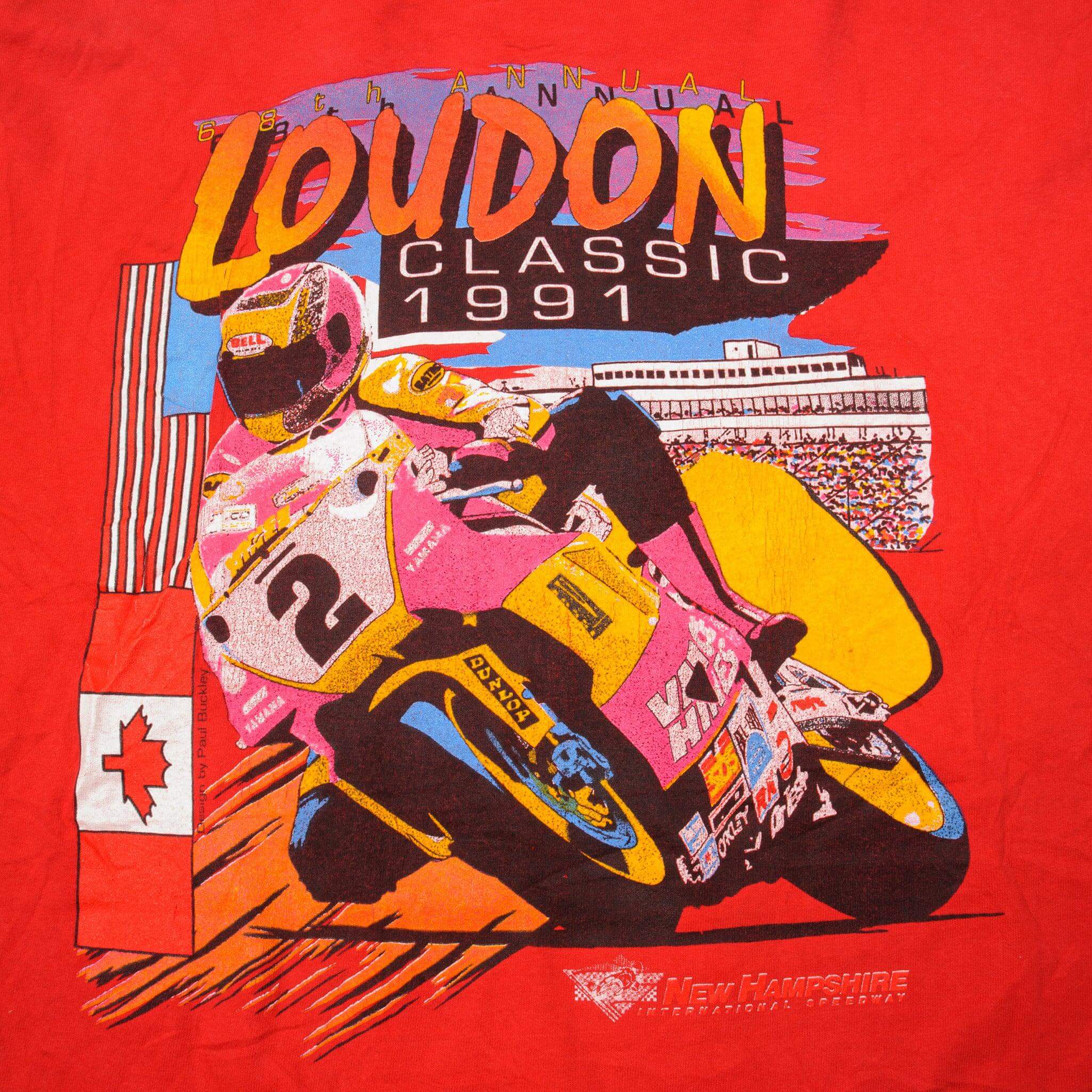 VINTAGE 68TH LOUDON CLASSIC MOTORCYCLE RACING TEE SHIRT 1991 2XL MADE USA