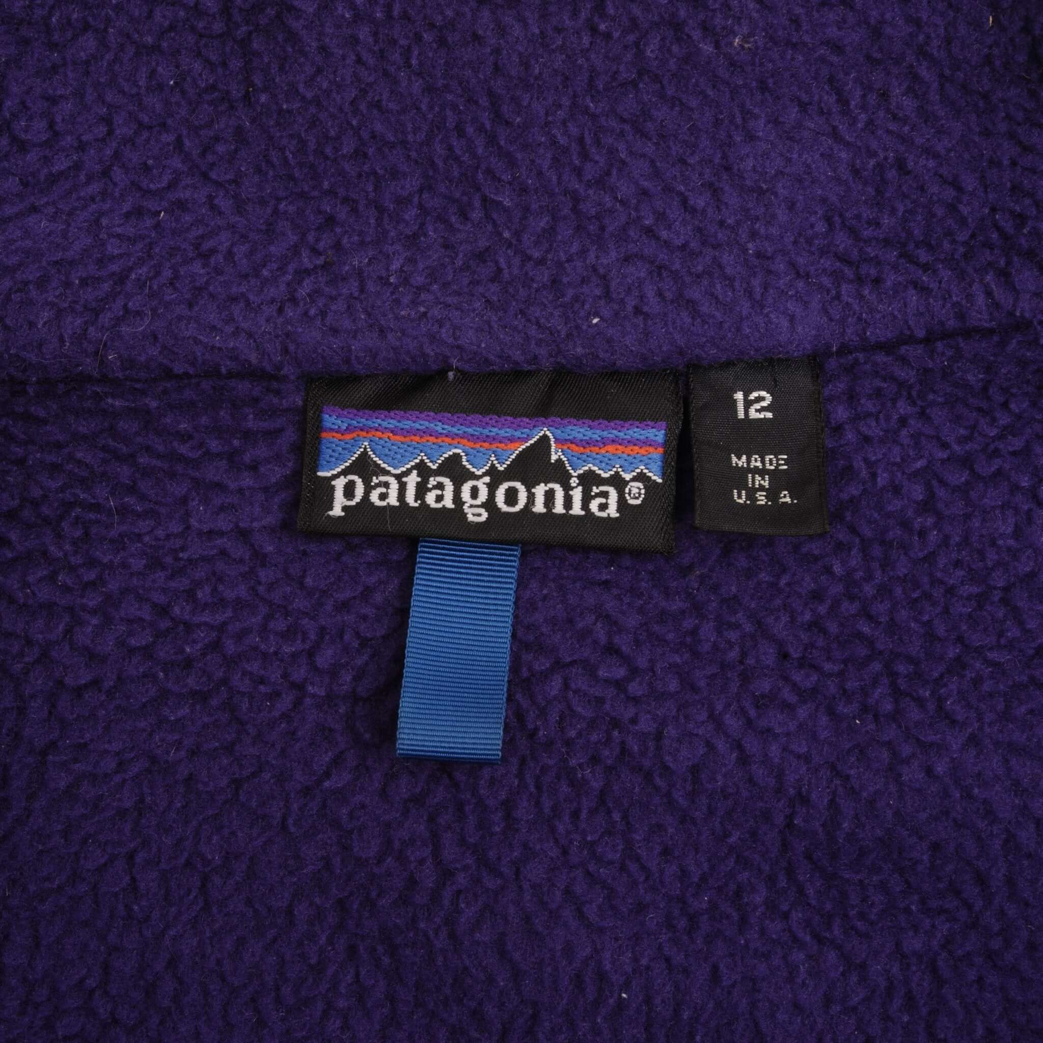 Vintage Patagonia Purple Retro-X Deep Pile 1990S Fleece Women Jacket Size 12 Made In Usa