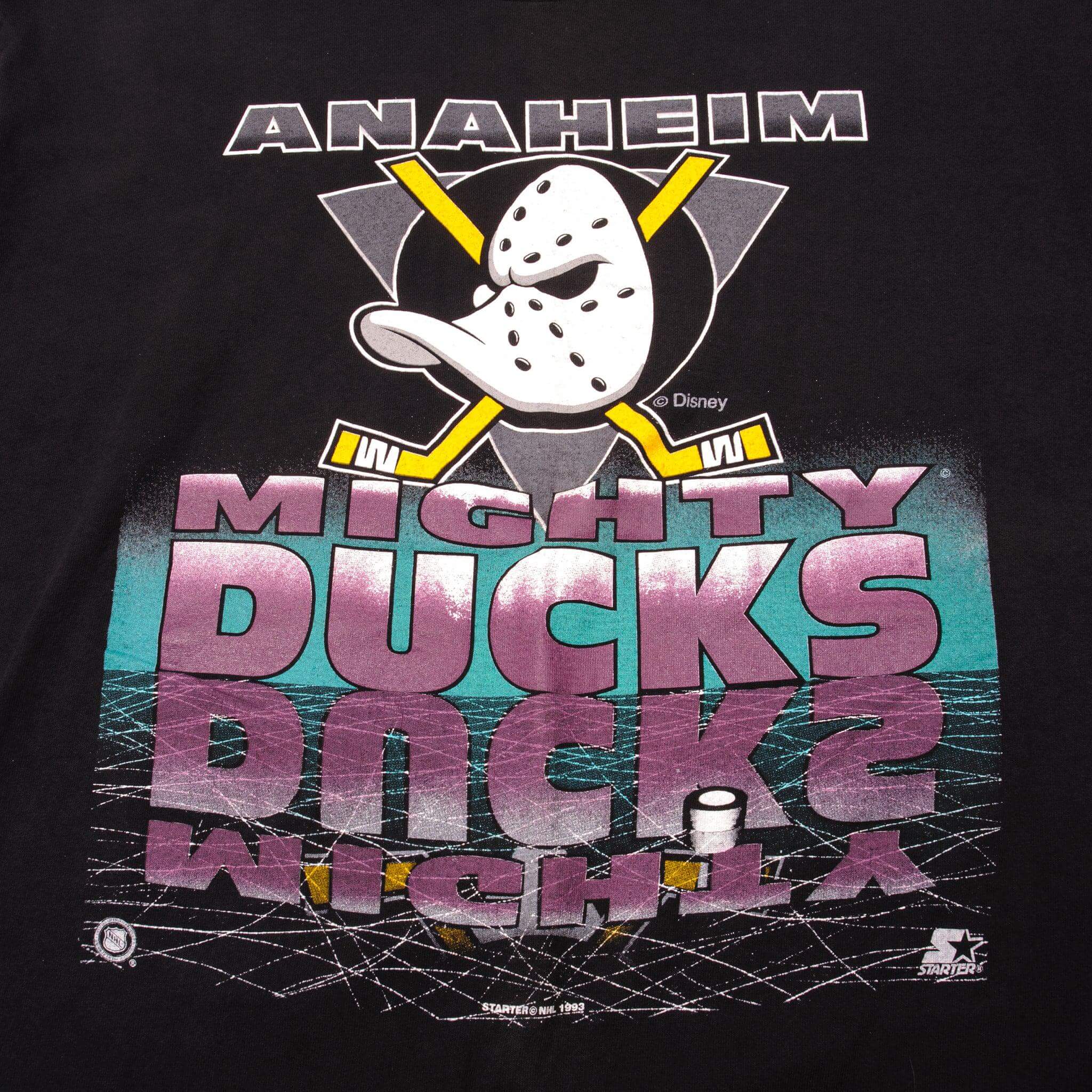VINTAGE STARTER NHL ANAHEIM MIGHTY DUCKS TEE SHIRT 1993 SIZE XL MADE IN USA