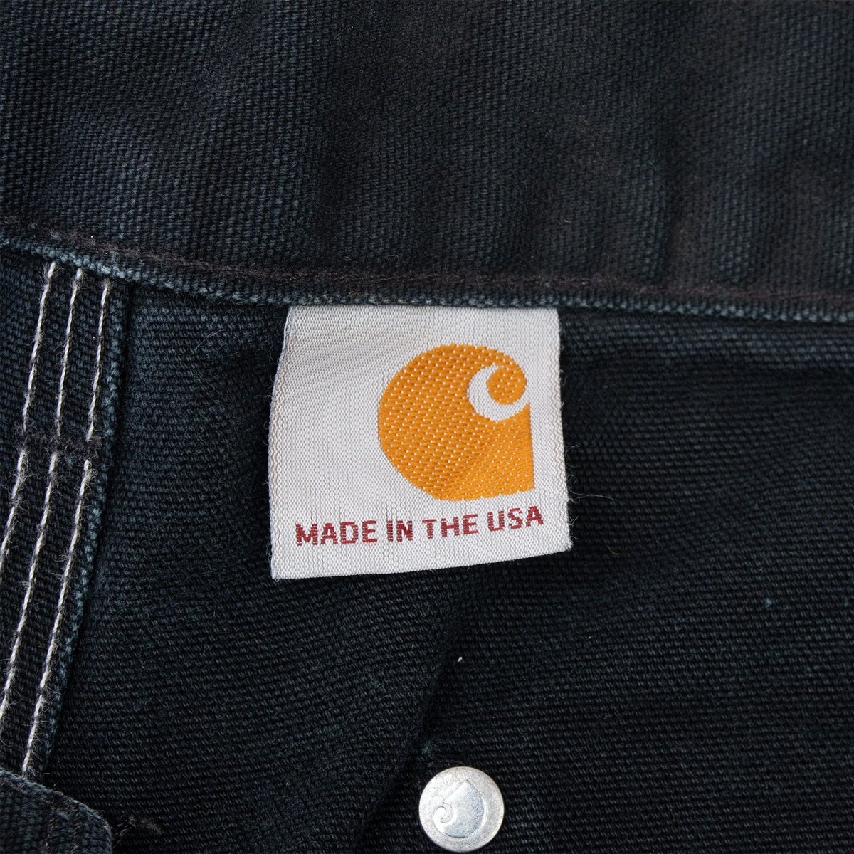 Interior Carhartt logo tag with Made in the USA text