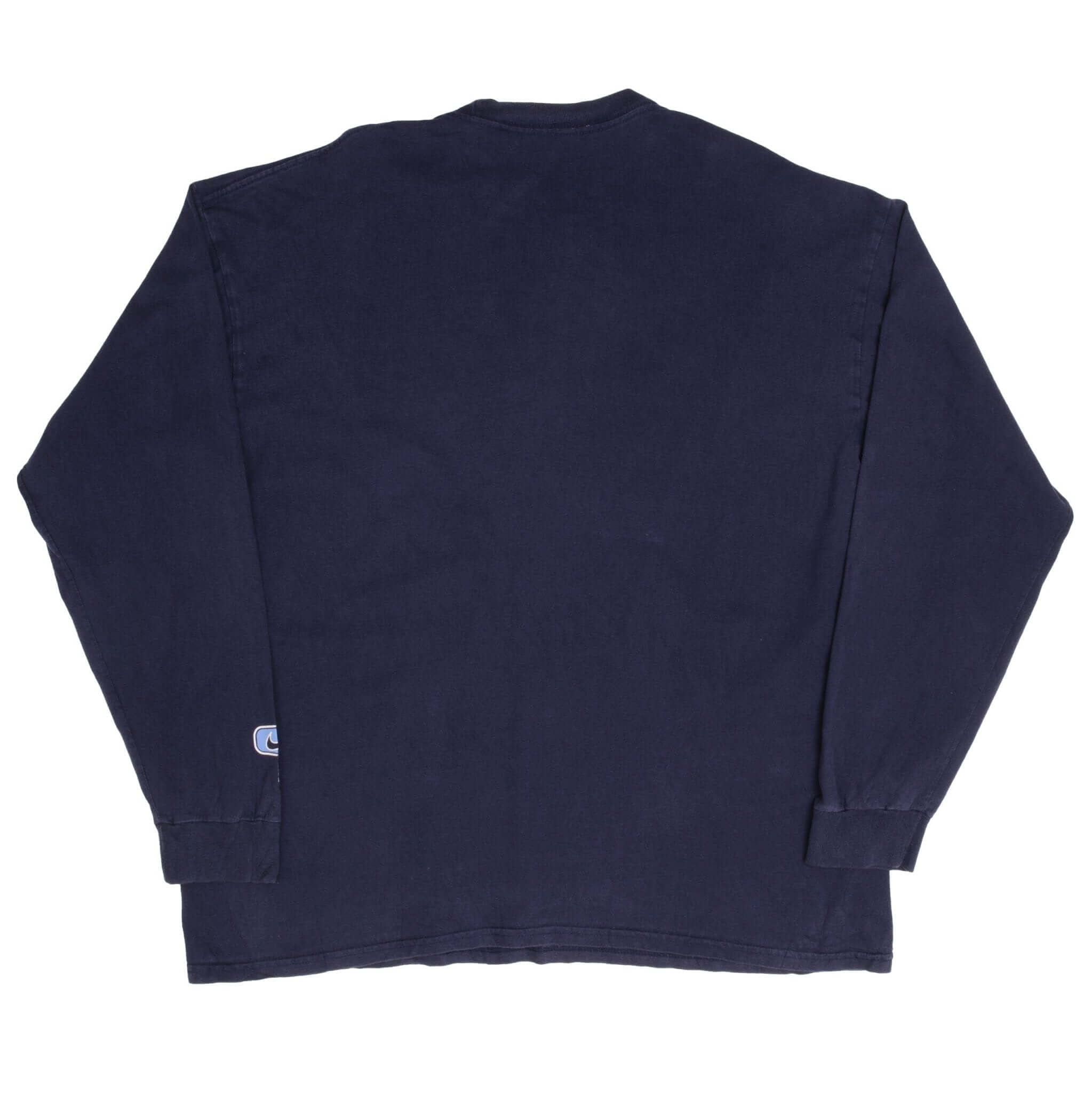 Vintage Blue Nike Spell Out Long Sleeve 1990s Tee Shirt Size XL Made In USA