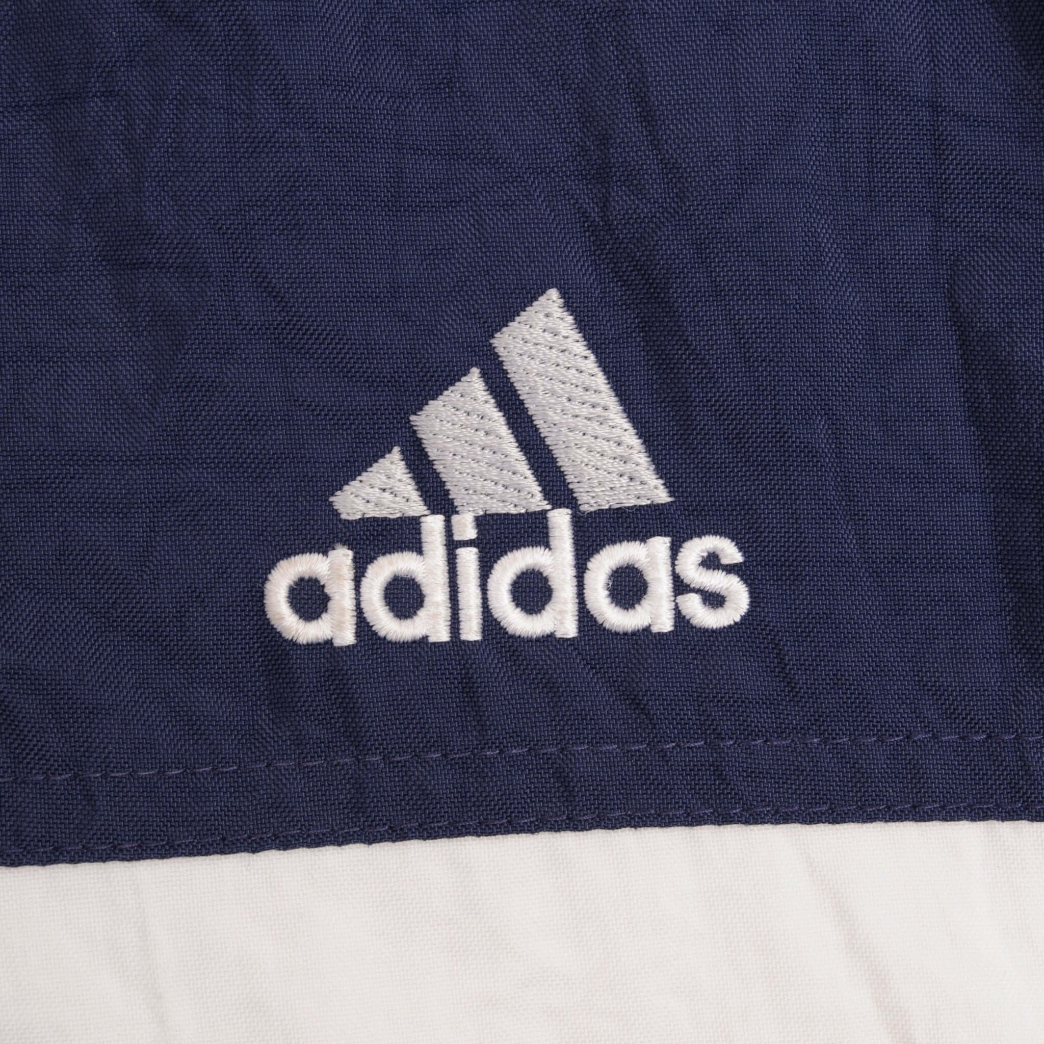 Vintage Adidas Navy Blue Nylon Windbreaker Hooded Jacket 1990S Size Large