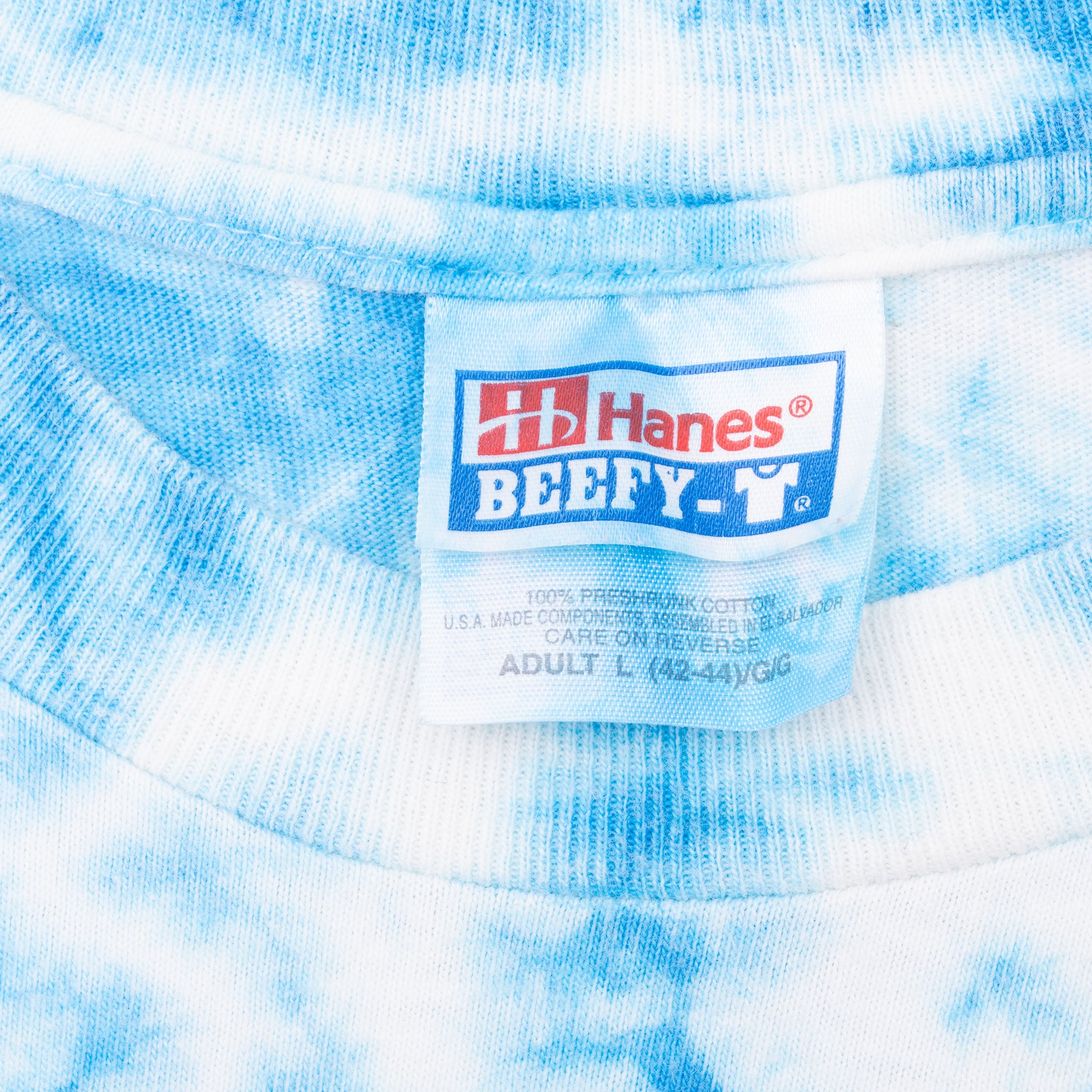 Vintage Tie Dye Blue White Hanes 2000S Tee Shirt Size Large