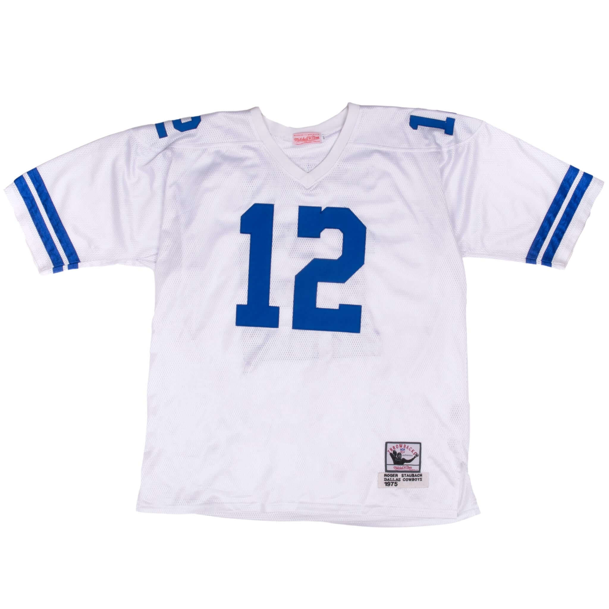 Vintage Nfl Dallas Cowboys Roger Staubach #12 1975 Mitchell & Ness Jersey Size 52 Made In USA