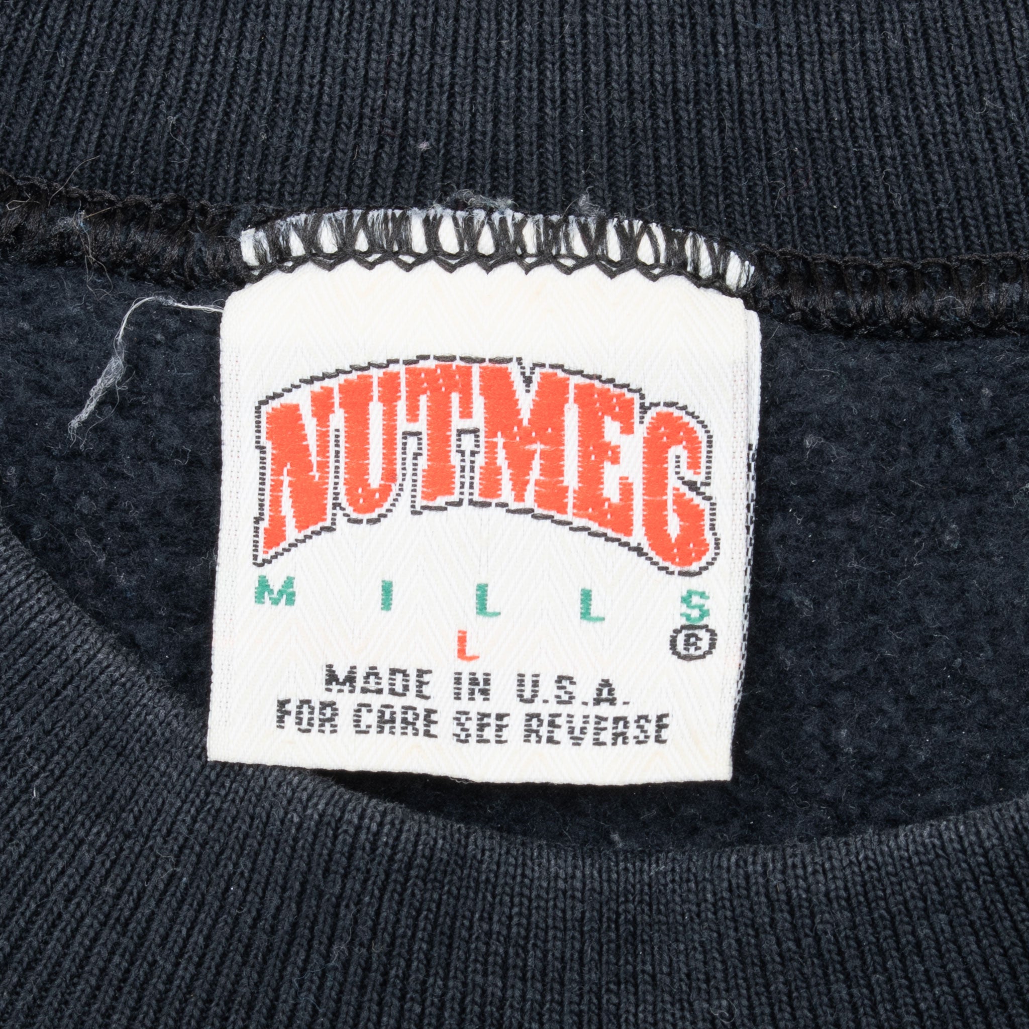 Nutmeg Mills size large neck tag marked Made in USA