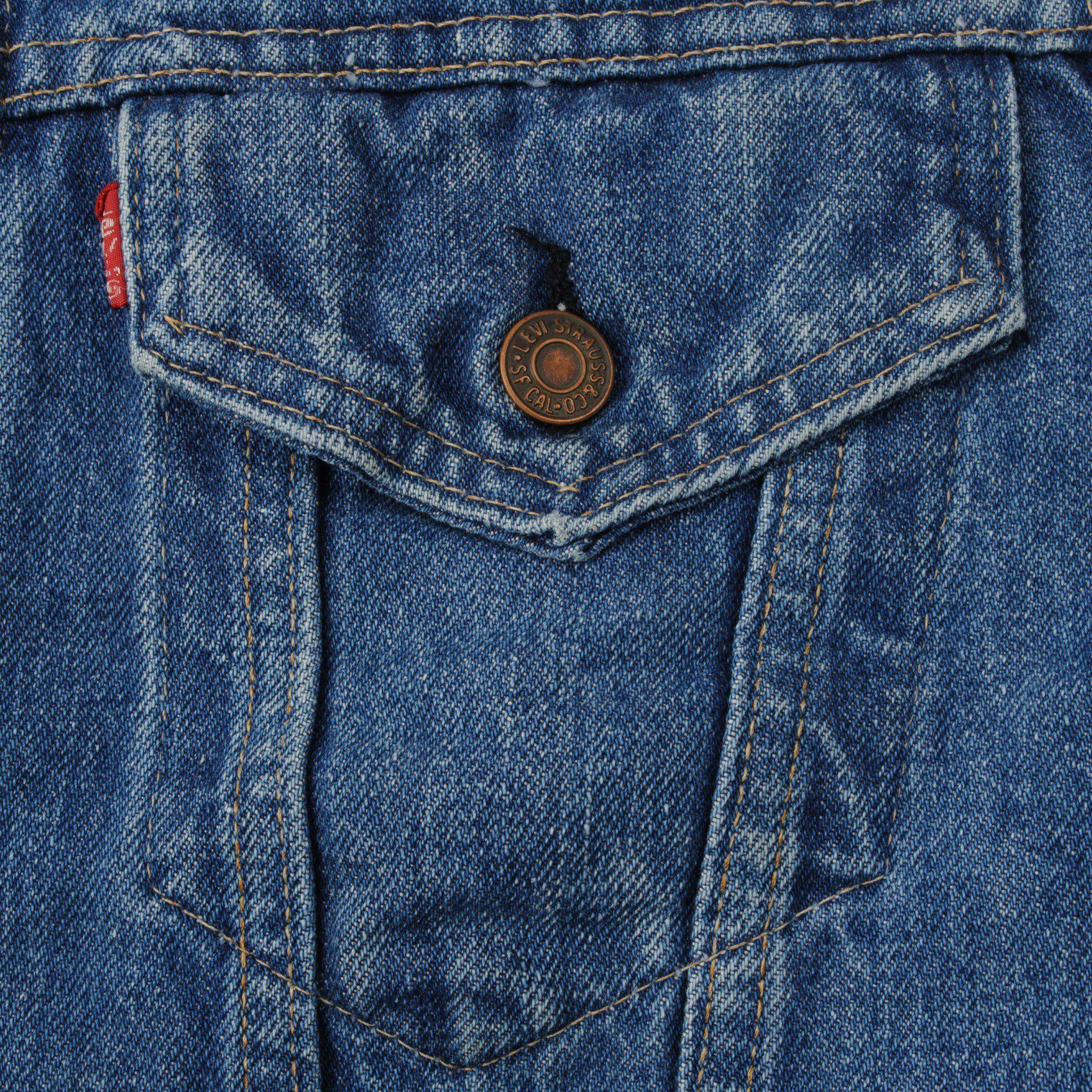 VINTAGE LEVIS TYPE 3 JACKET 2 POCKETS SINGLE STITCH SIZE 39 1980S MADE IN USA