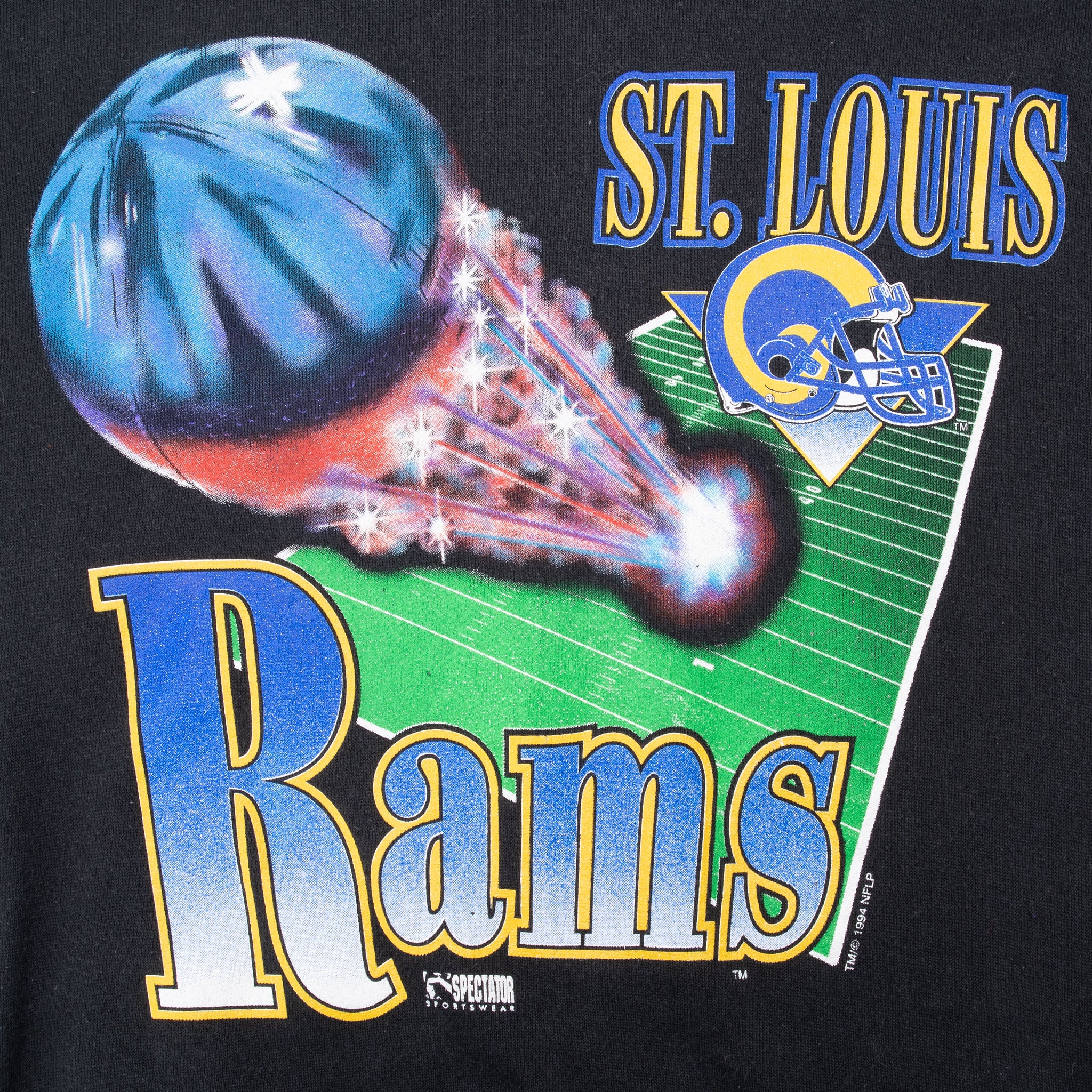 VINTAGE NFL ST LOUIS RAMS BLACK SWEATSHIRT 1994 SIZE XL