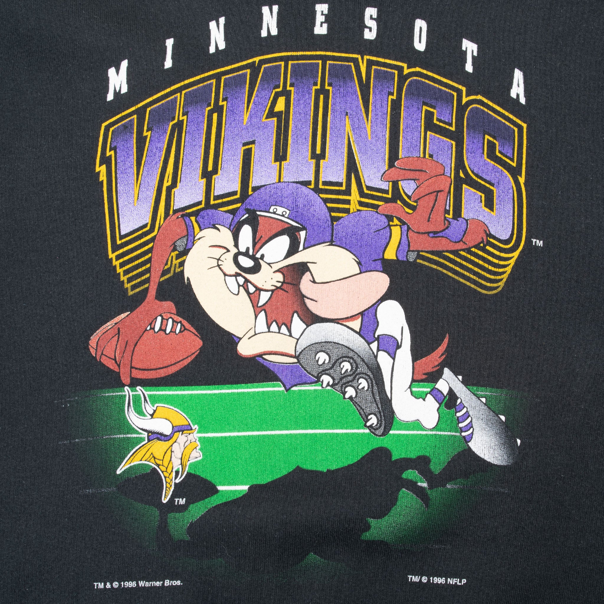 Minnesota Vikings graphic detail with Taz carrying a football