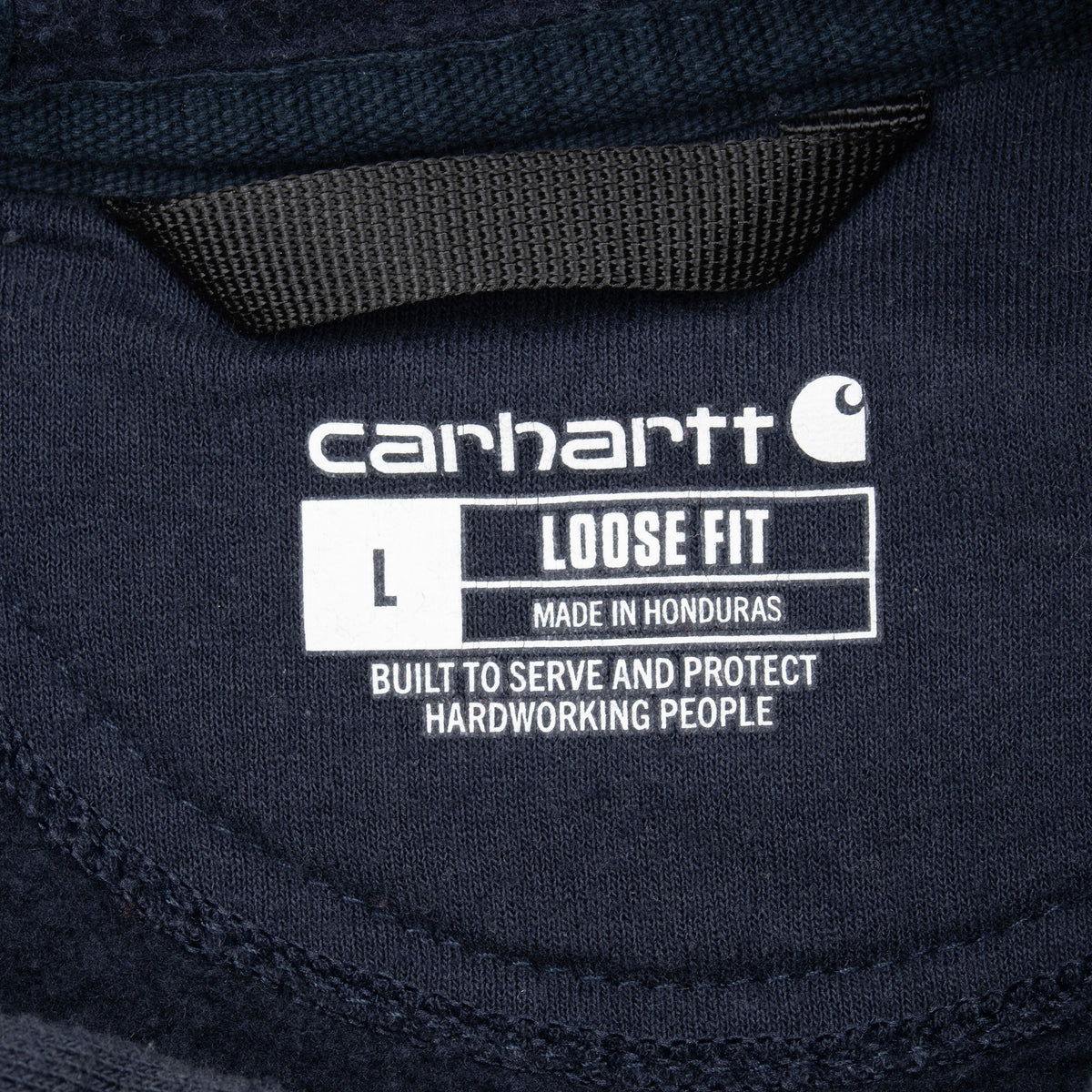 Vintage Carhartt Classic Navy Blue Hoodie Sweatshirt Size Large