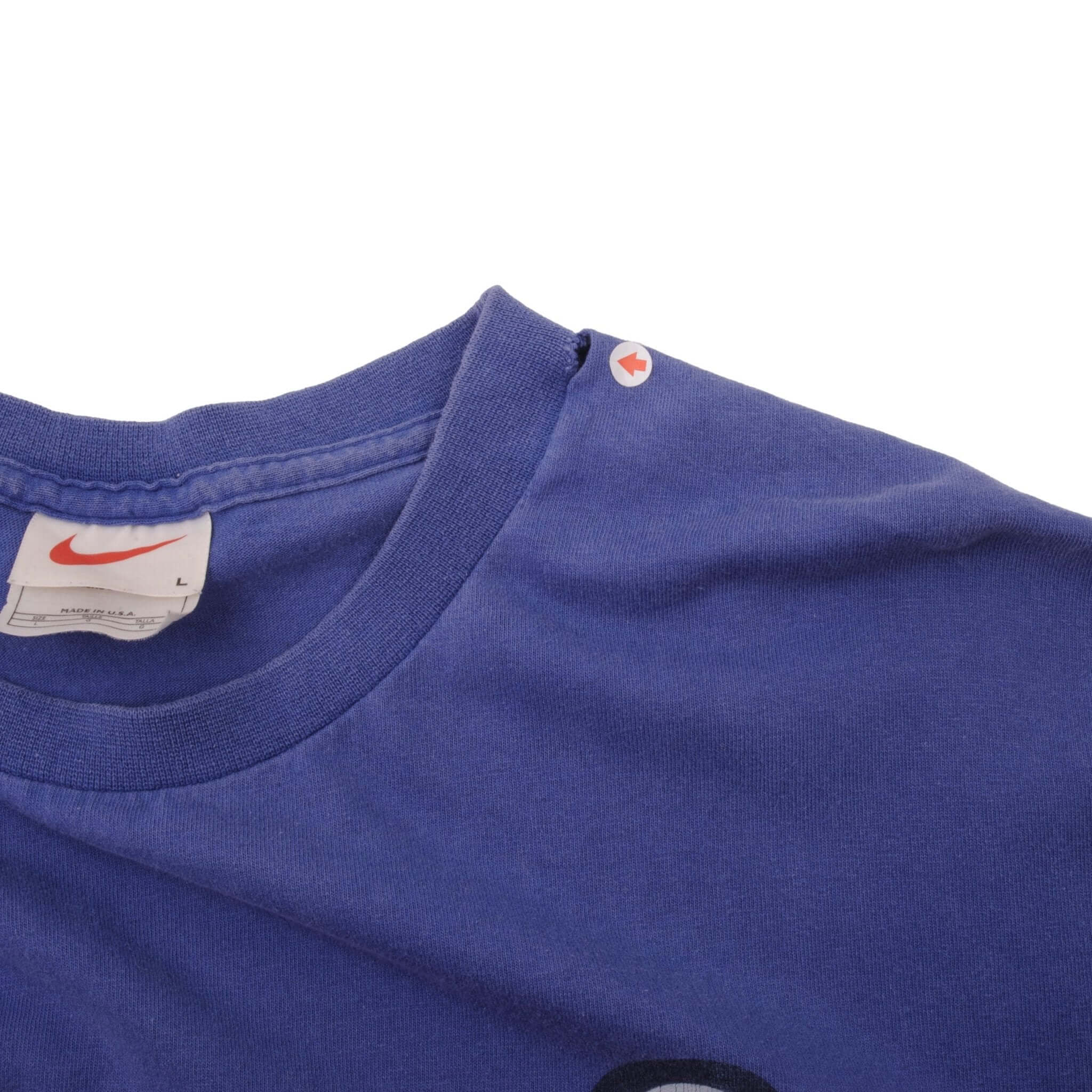 Vintage Nike Spell out Back Print Swoosh Blue Tee Shirt Late 1990s Size Large Made In USA