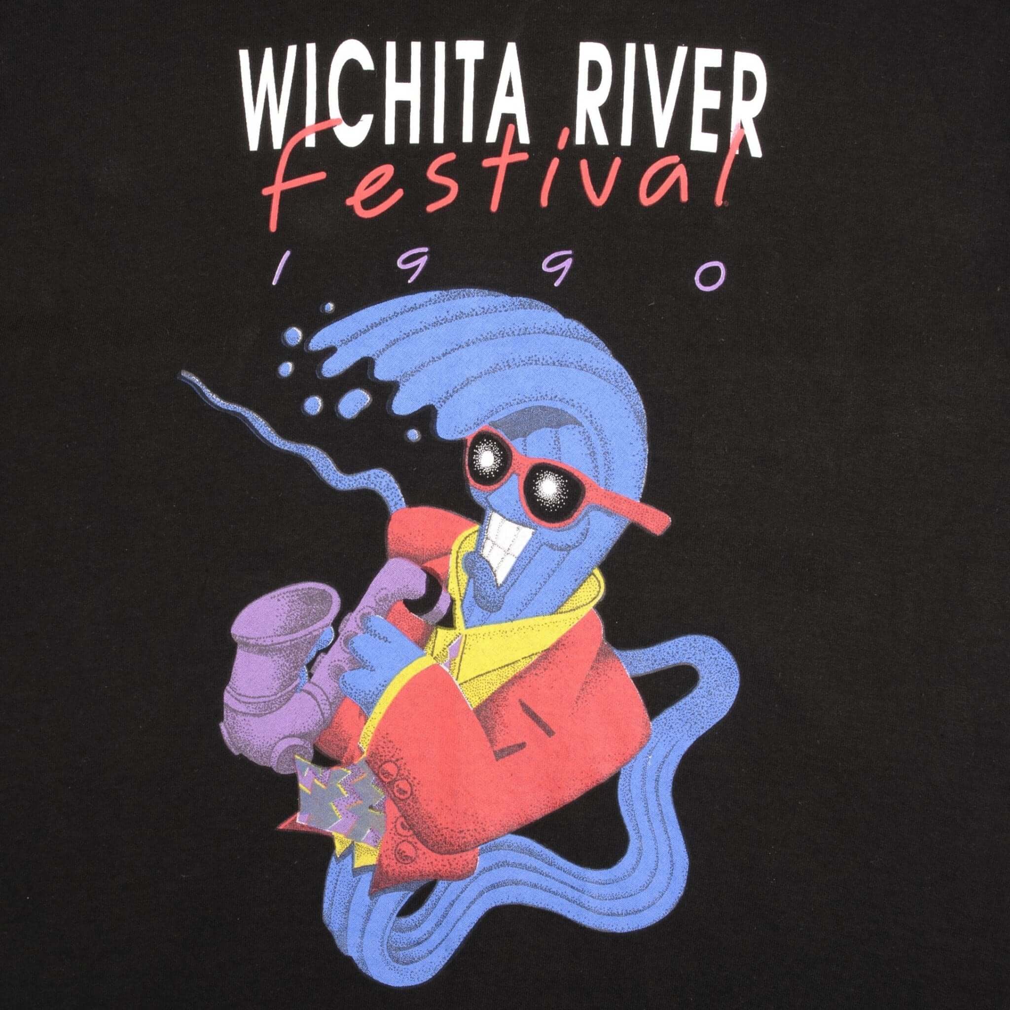 Vintage Wichita River Festival 1990 Tee Shirt Size Large Made In USA With Single Stitch Sleeves