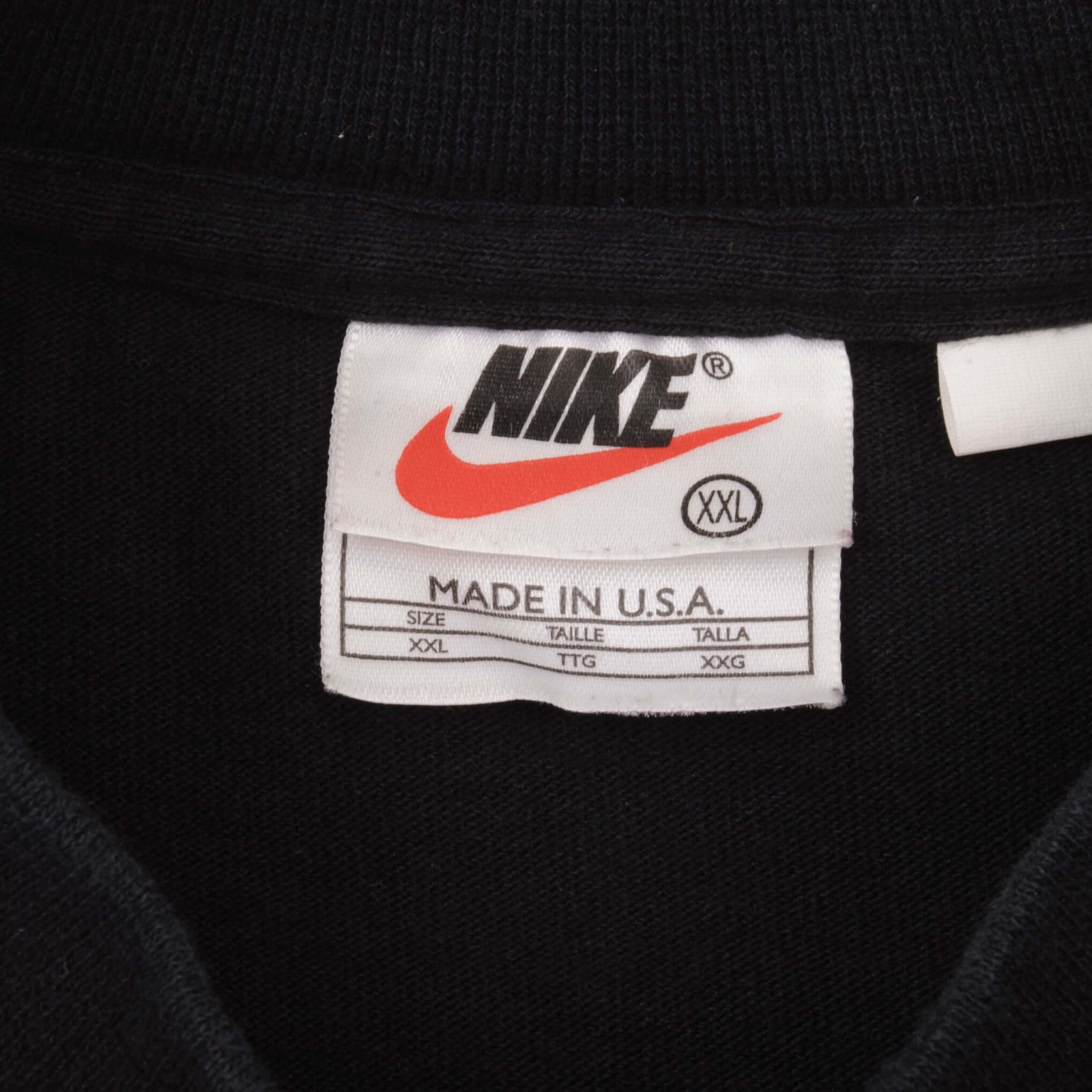 Vintage Black Nike Long Sleeve High Neck 1990s Heavy Weight Tee Shirt Size 2XL Made In USA