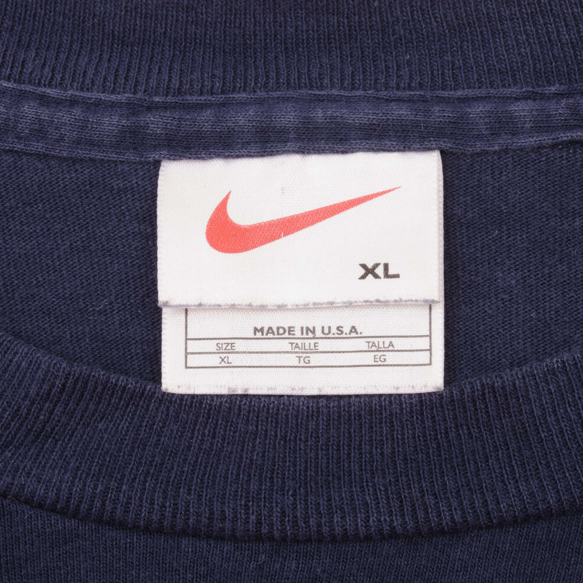 Vintage Blue Nike Spell Out Long Sleeve 1990s Tee Shirt Size XL Made In USA