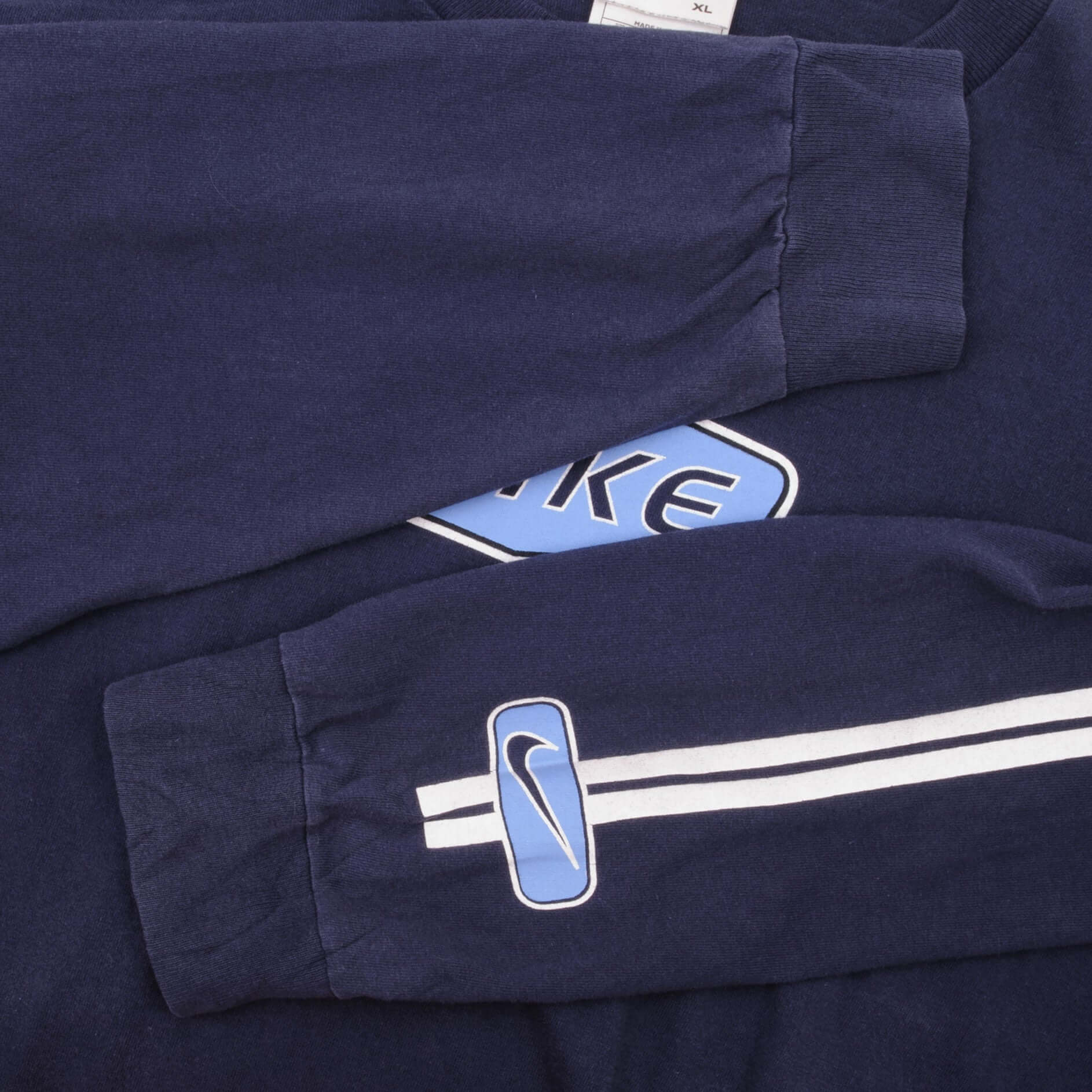 Vintage Blue Nike Spell Out Long Sleeve 1990s Tee Shirt Size XL Made In USA